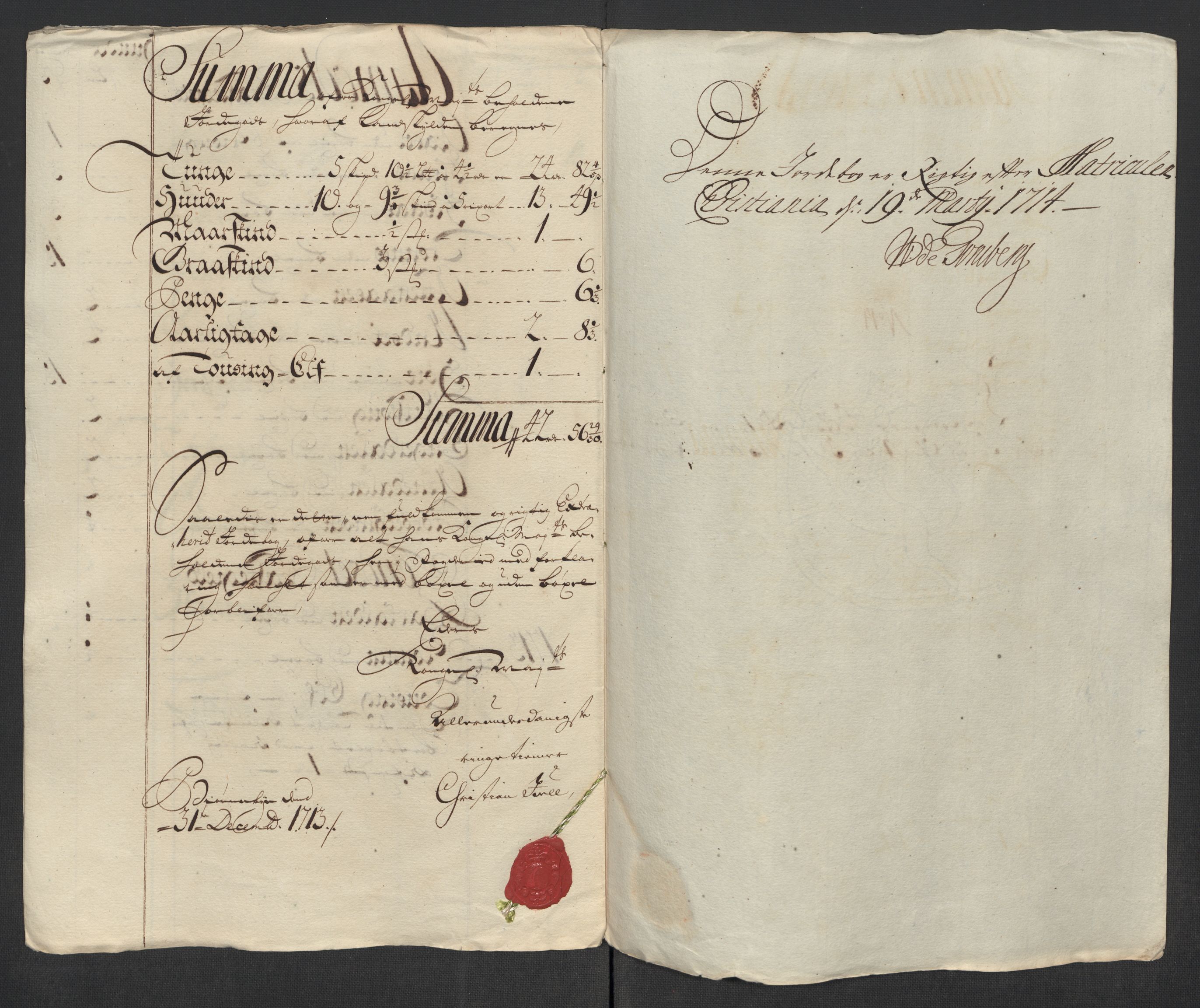 Rentekammeret inntil 1814, Reviderte regnskaper, Fogderegnskap, AV/RA-EA-4092/R13/L0850: Fogderegnskap Solør, Odal og Østerdal, 1713, p. 274