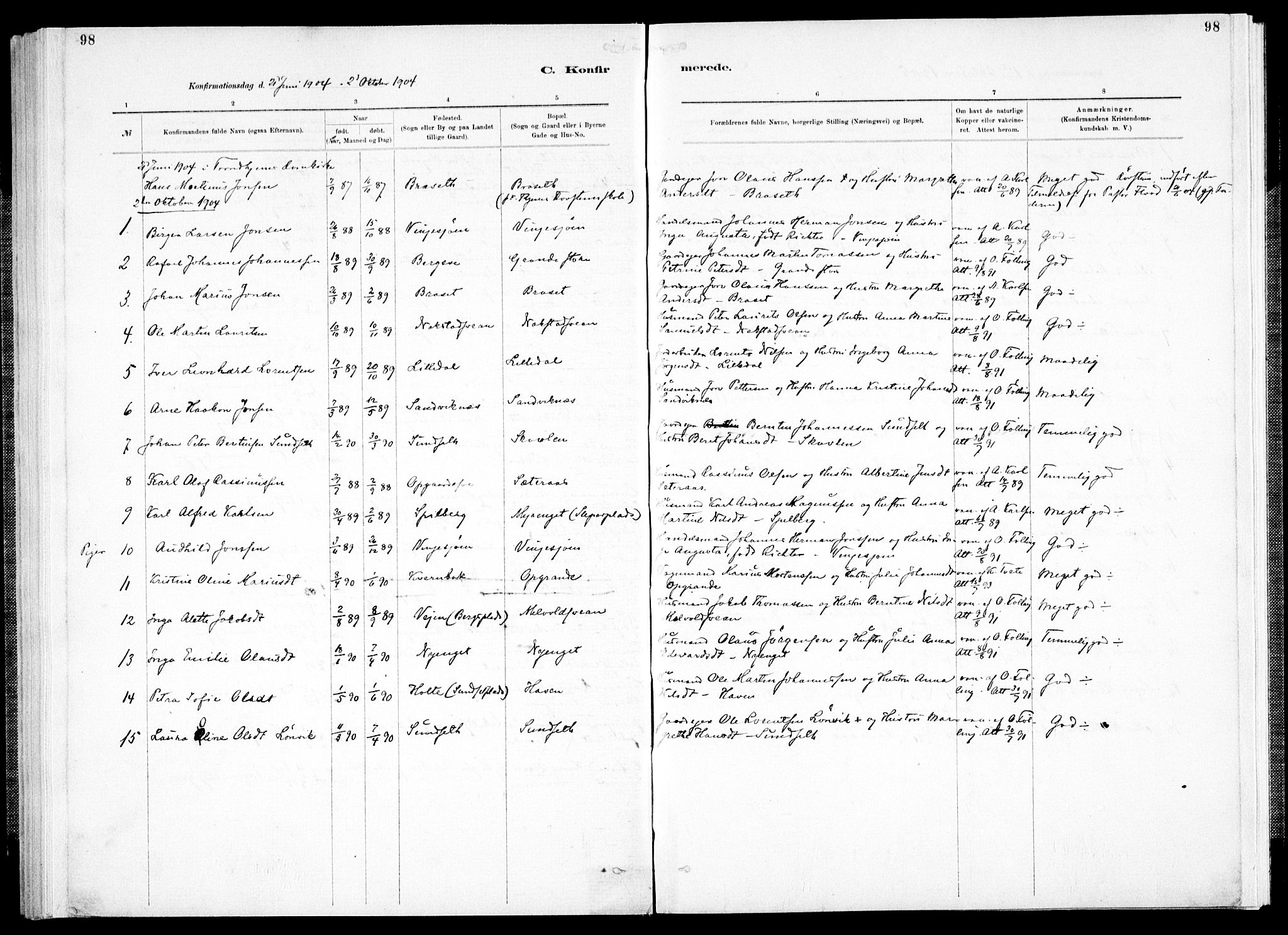 Ministerialprotokoller, klokkerbøker og fødselsregistre - Nord-Trøndelag, SAT/A-1458/733/L0325: Parish register (official) no. 733A04, 1884-1908, p. 98