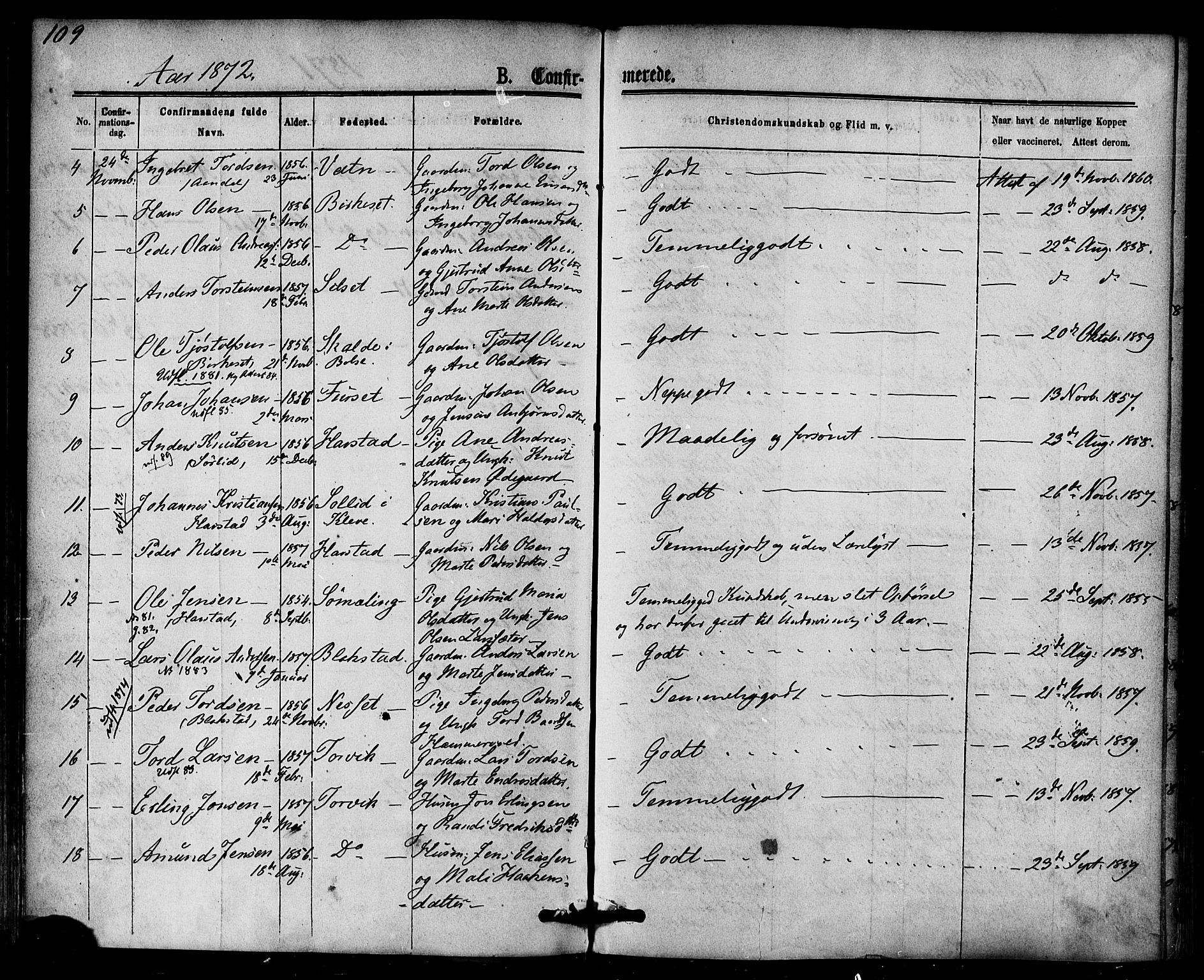 Ministerialprotokoller, klokkerbøker og fødselsregistre - Møre og Romsdal, AV/SAT-A-1454/584/L0966: Parish register (official) no. 584A06, 1869-1878, p. 109