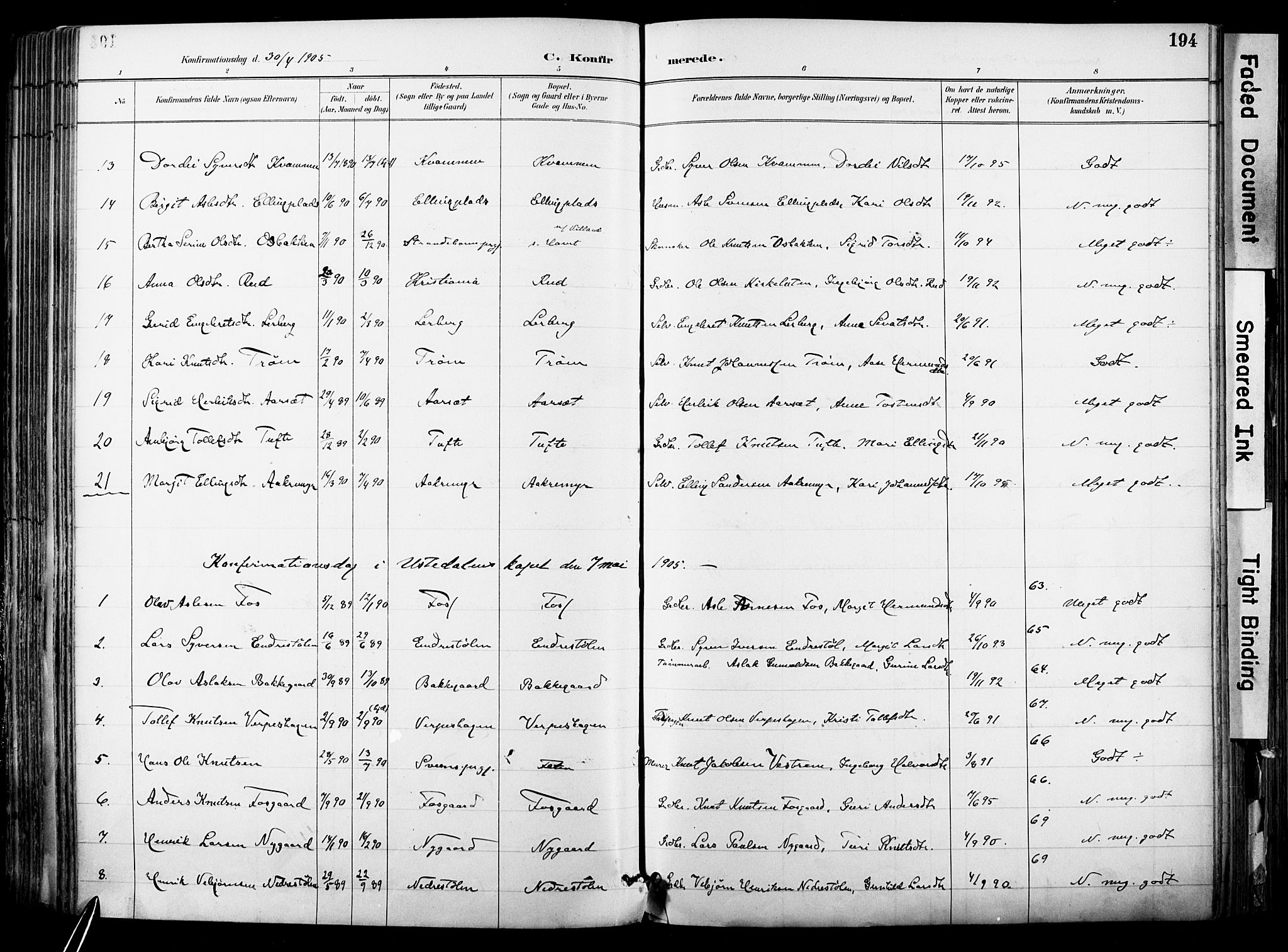 Hol kirkebøker, AV/SAKO-A-227/F/Fa/L0003: Parish register (official) no. I 3, 1887-1918, p. 194