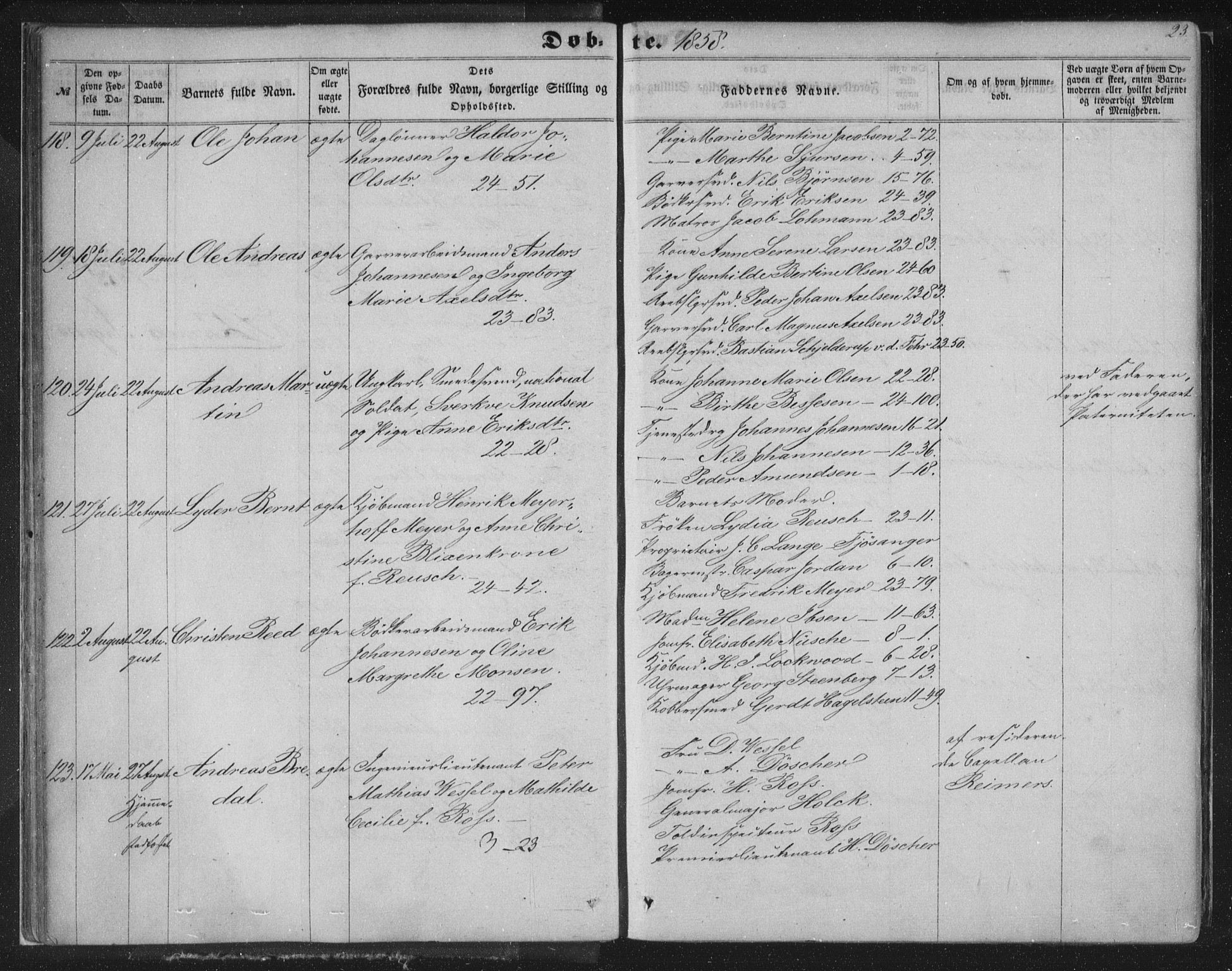 Korskirken sokneprestembete, SAB/A-76101/H/Haa/L0018: Parish register (official) no. B 4, 1857-1866, p. 23