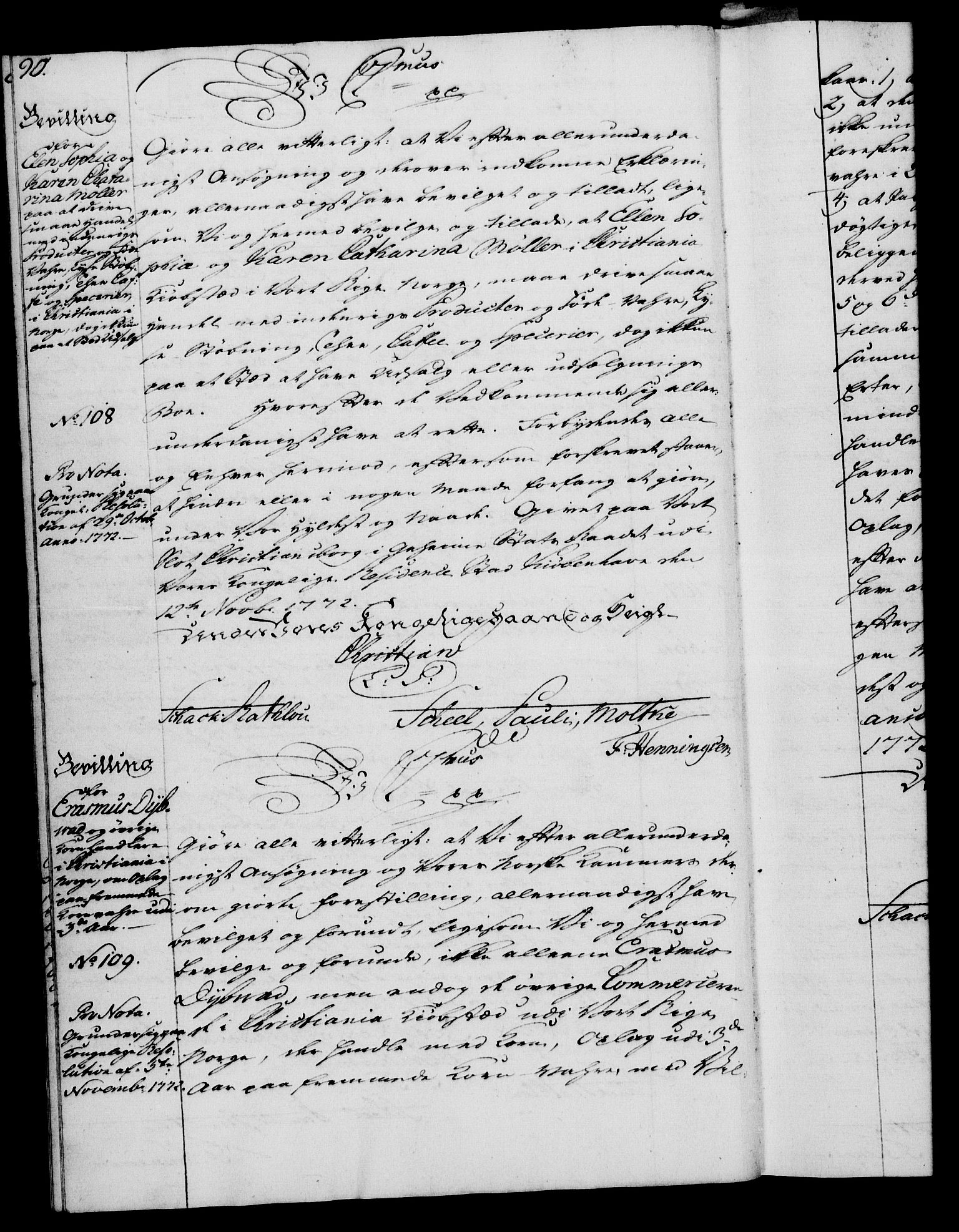 Rentekammeret, Kammerkanselliet, RA/EA-3111/G/Gg/Gga/L0009: Norsk ekspedisjonsprotokoll med register (merket RK 53.9), 1771-1773, p. 90