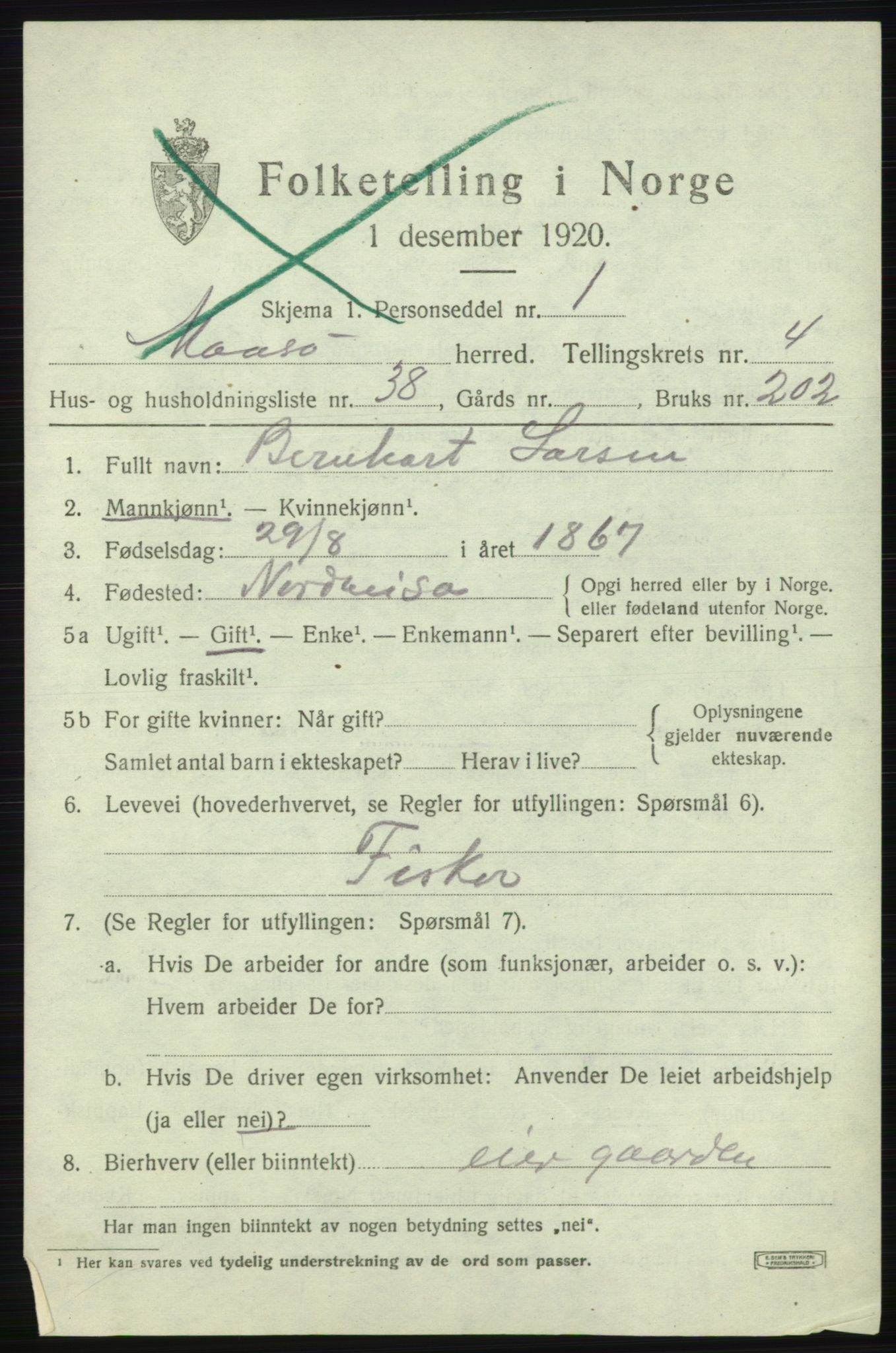SATØ, 1920 census for Måsøy, 1920, p. 2252