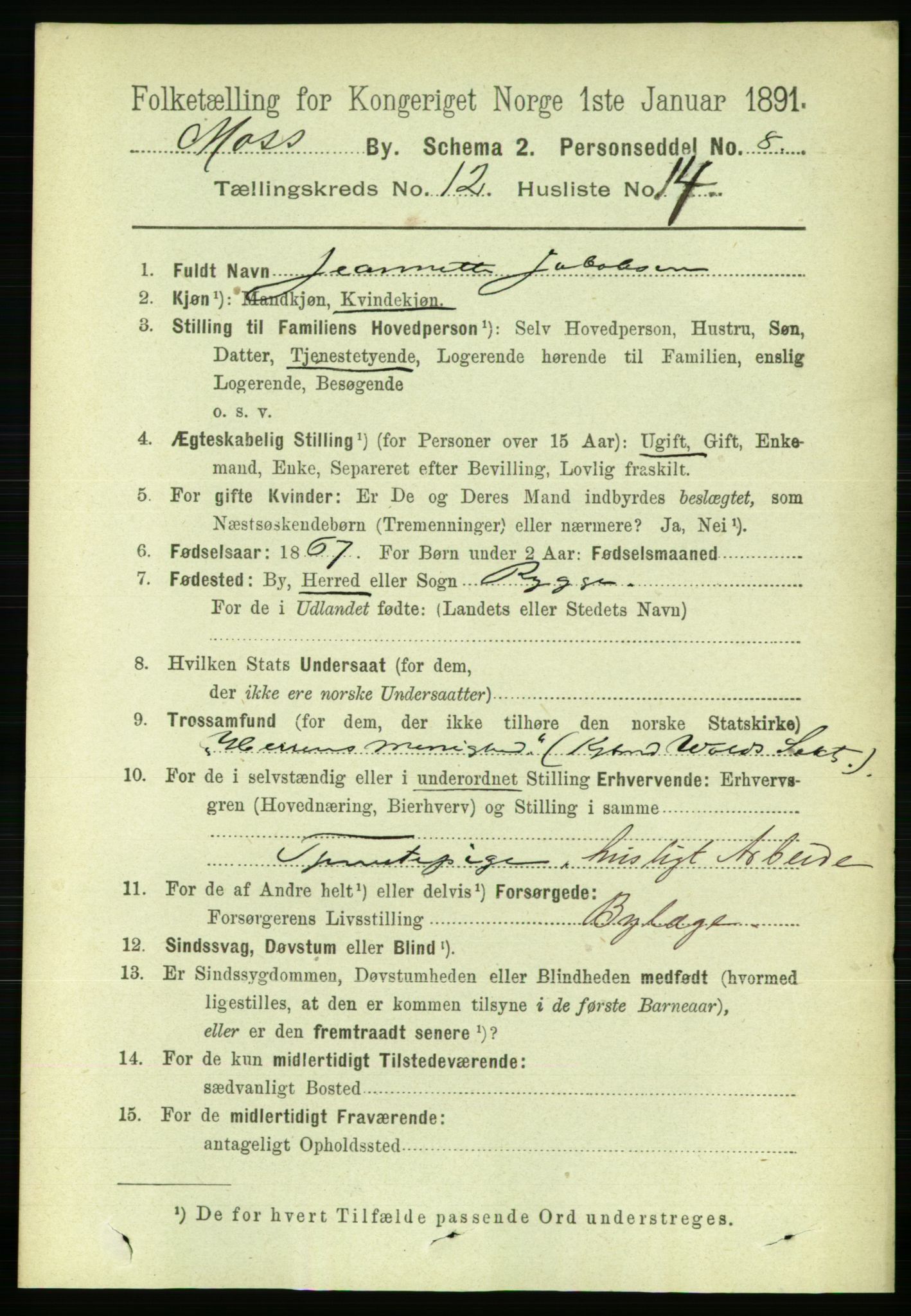 RA, 1891 census for 0104 Moss, 1891, p. 6469