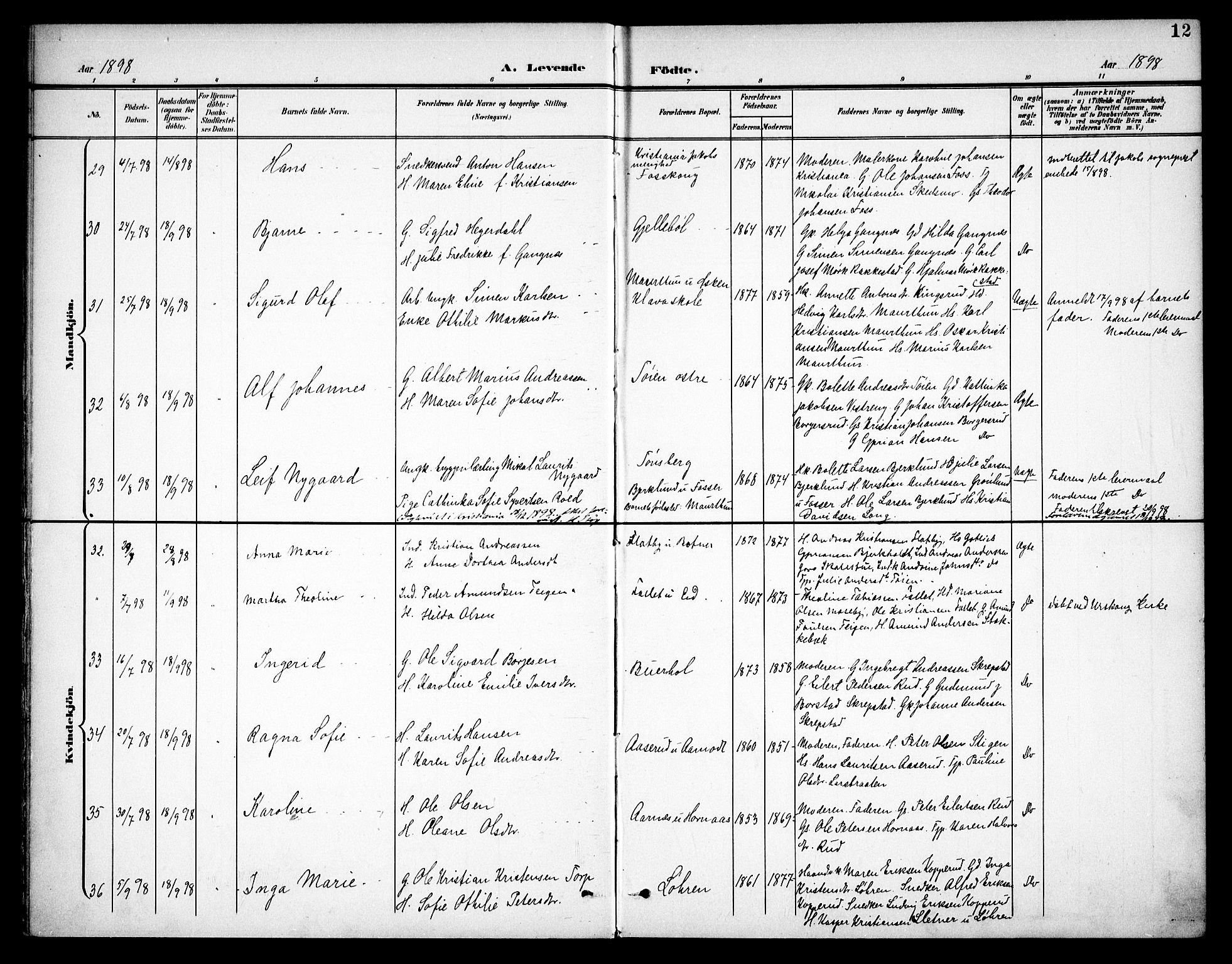 Høland prestekontor Kirkebøker, AV/SAO-A-10346a/F/Fa/L0015: Parish register (official) no. I 15, 1897-1912, p. 12