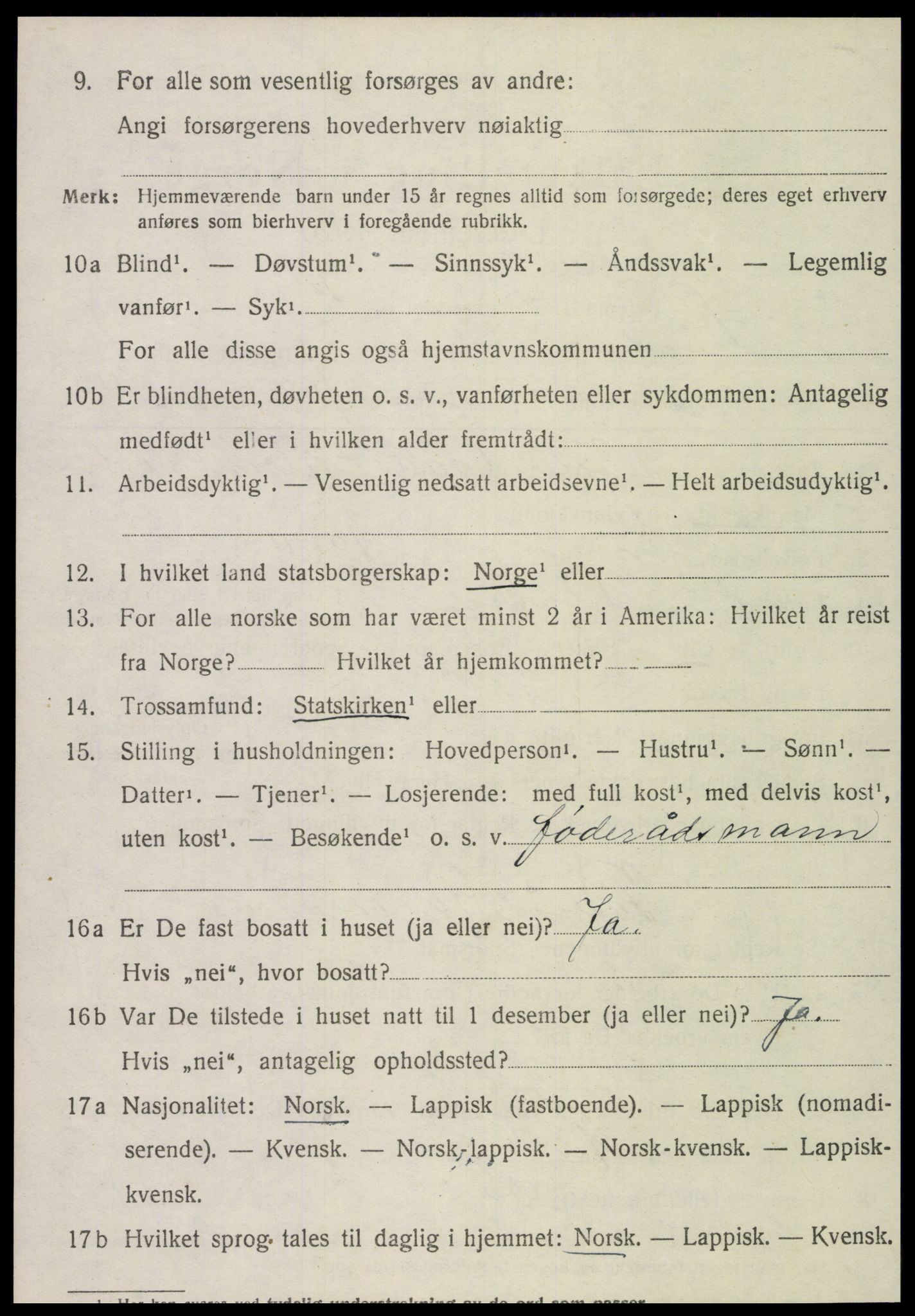 SAT, 1920 census for Lånke, 1920, p. 857