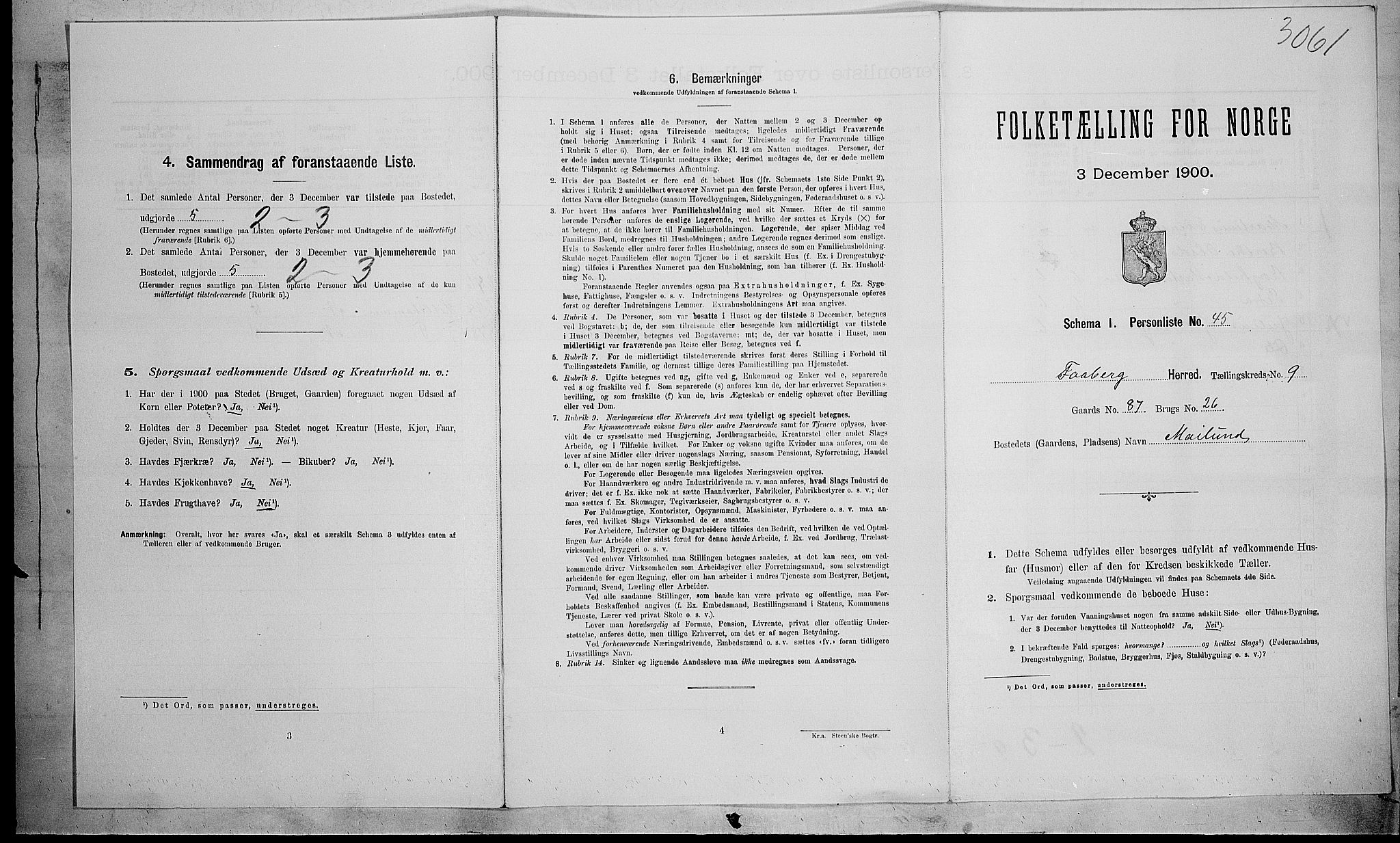 SAH, 1900 census for Fåberg, 1900, p. 977