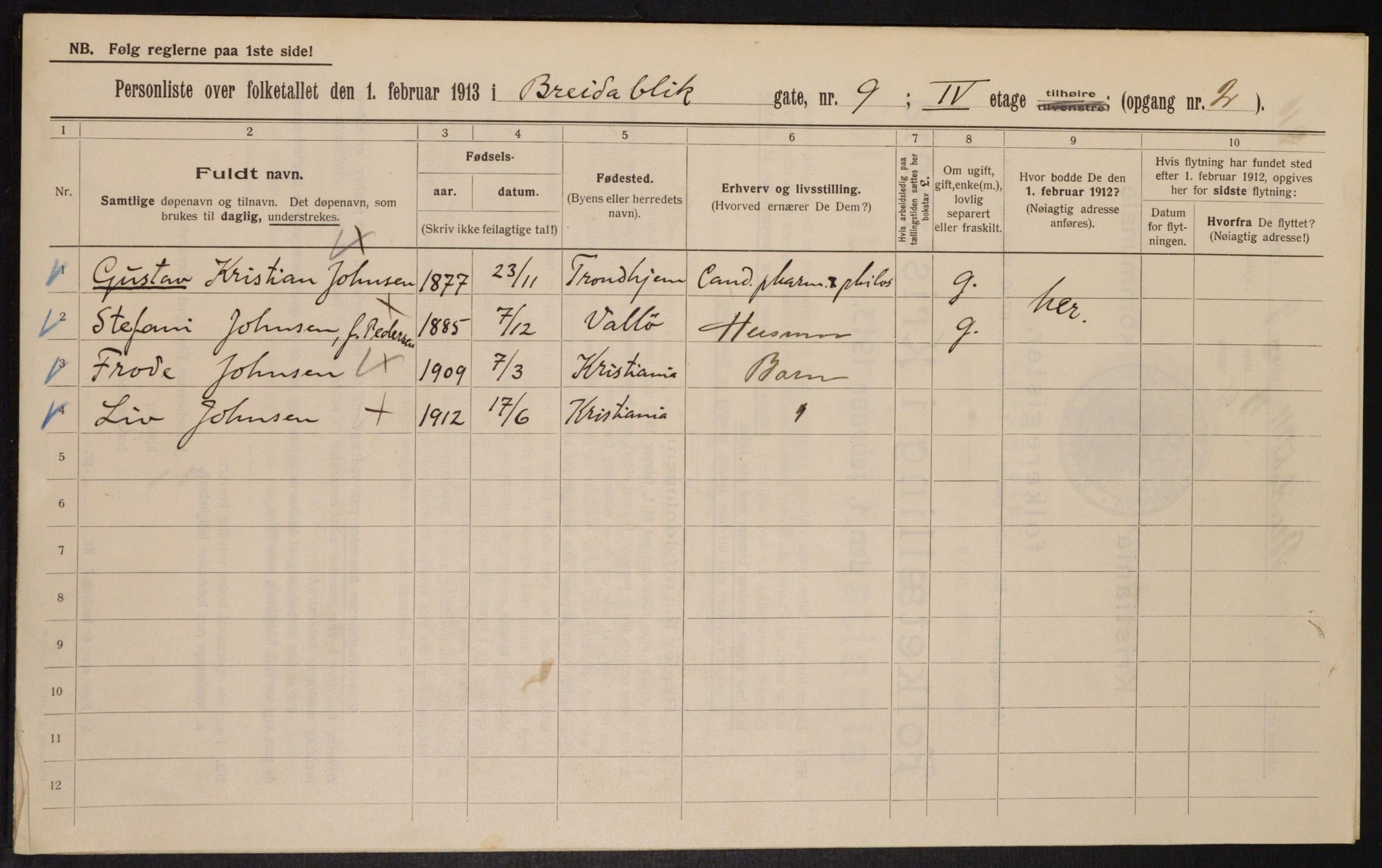 OBA, Municipal Census 1913 for Kristiania, 1913, p. 8024