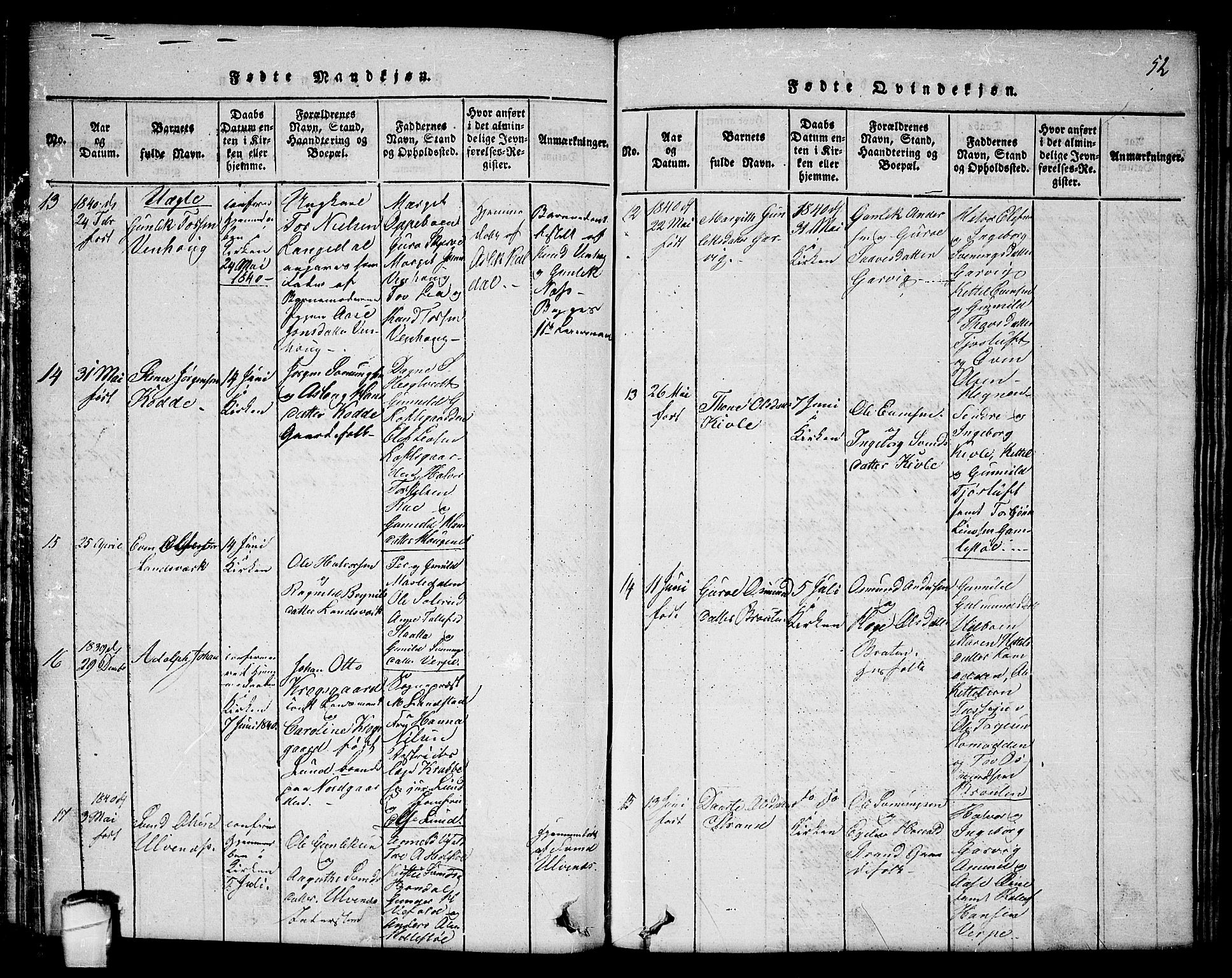 Seljord kirkebøker, AV/SAKO-A-20/F/Fc/L0001: Parish register (official) no. III 1, 1815-1831, p. 52