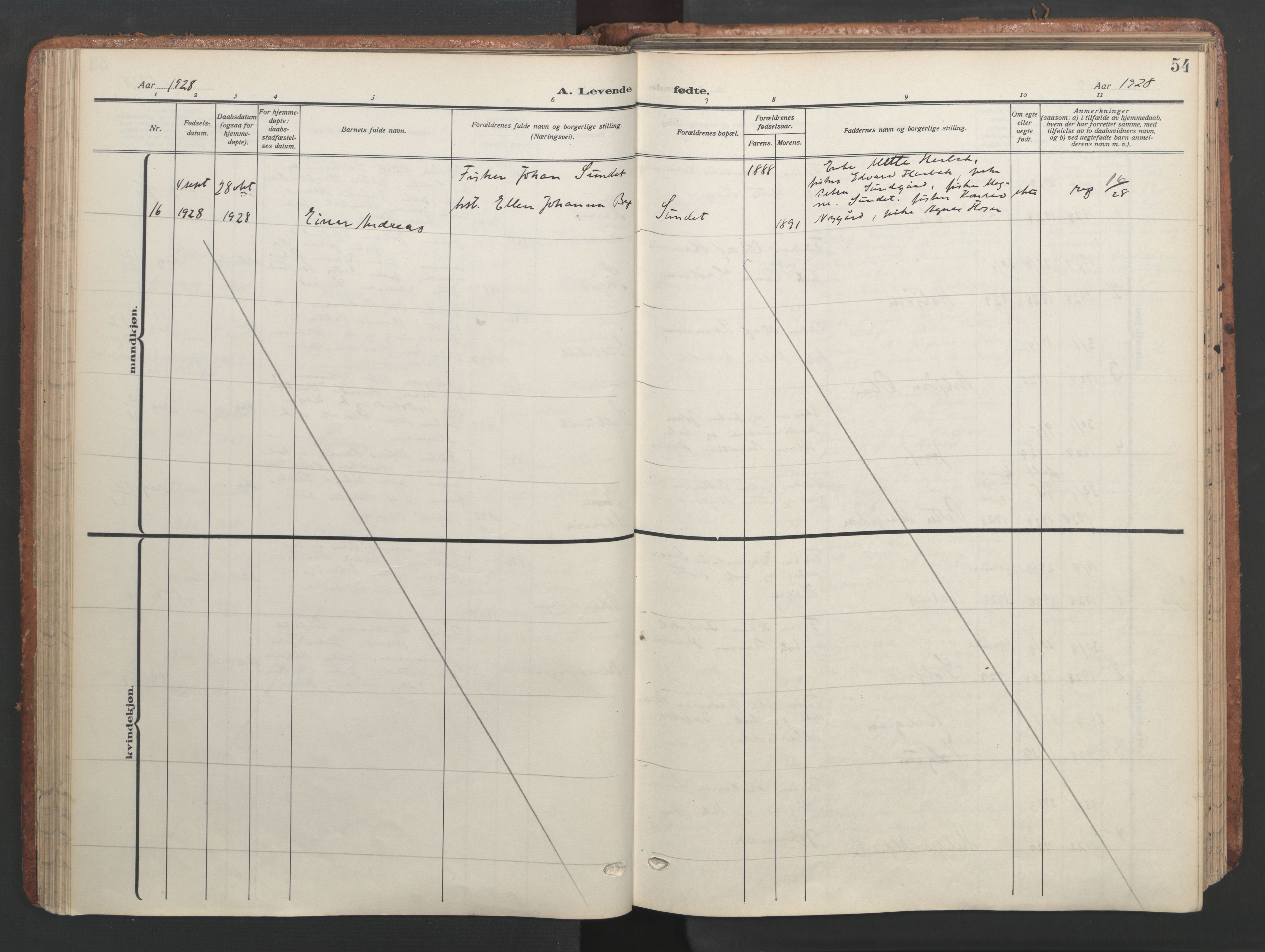 Ministerialprotokoller, klokkerbøker og fødselsregistre - Sør-Trøndelag, AV/SAT-A-1456/656/L0694: Parish register (official) no. 656A03, 1914-1931, p. 54