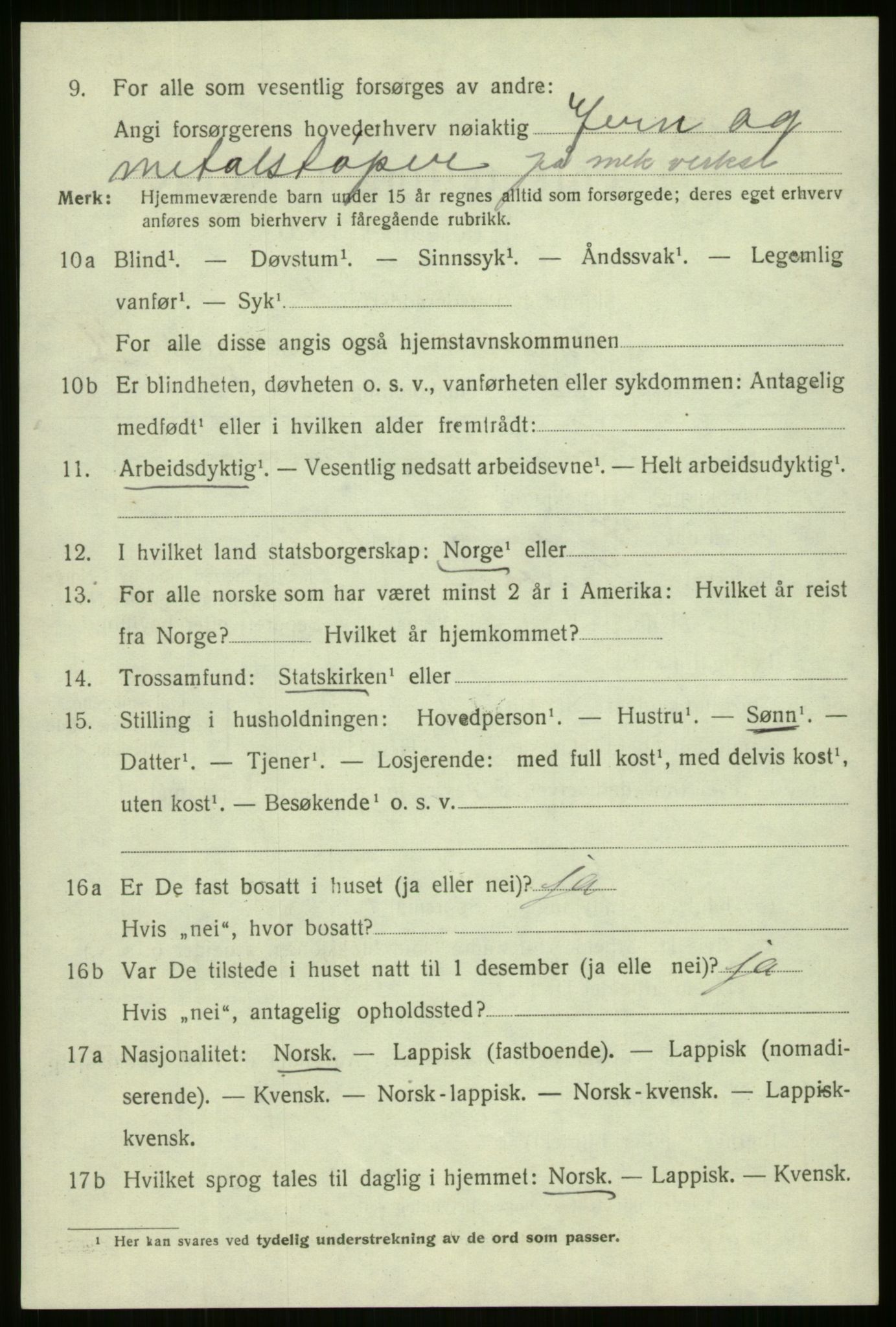 SATØ, 1920 census for Harstad, 1920, p. 3085