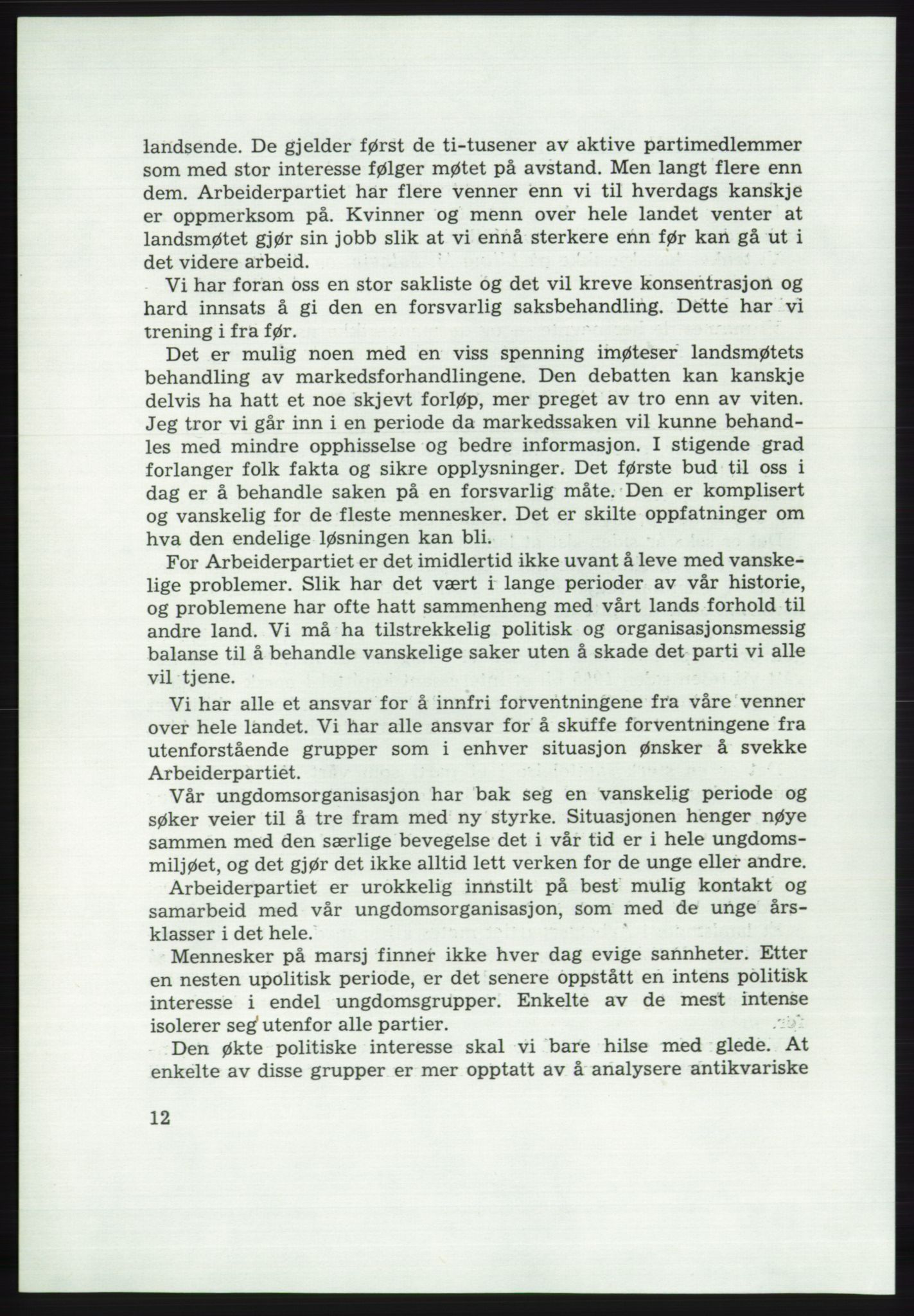 Det norske Arbeiderparti - publikasjoner, AAB/-/-/-: Protokoll over forhandlingene på det 43. ordinære landsmøte 9.-11. mai 1971 i Oslo, 1971, p. 12