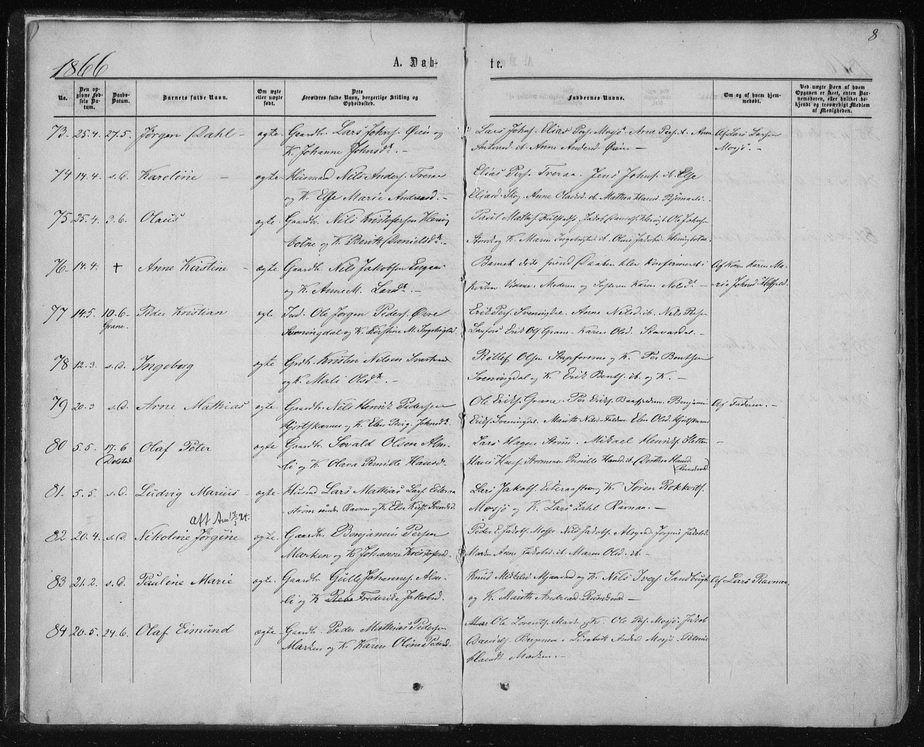 Ministerialprotokoller, klokkerbøker og fødselsregistre - Nordland, SAT/A-1459/820/L0294: Parish register (official) no. 820A15, 1866-1879, p. 8