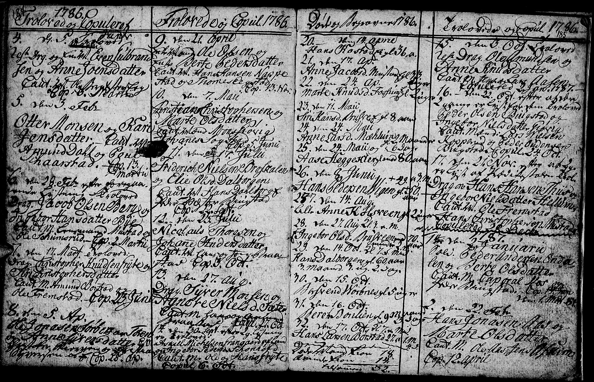 Vardal prestekontor, SAH/PREST-100/H/Ha/Hab/L0001: Parish register (copy) no. 1, 1771-1790, p. 184-185