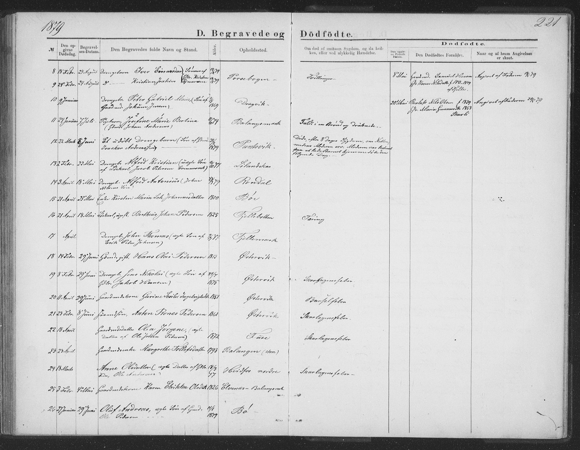 Ministerialprotokoller, klokkerbøker og fødselsregistre - Nordland, AV/SAT-A-1459/863/L0913: Parish register (copy) no. 863C03, 1877-1885, p. 221