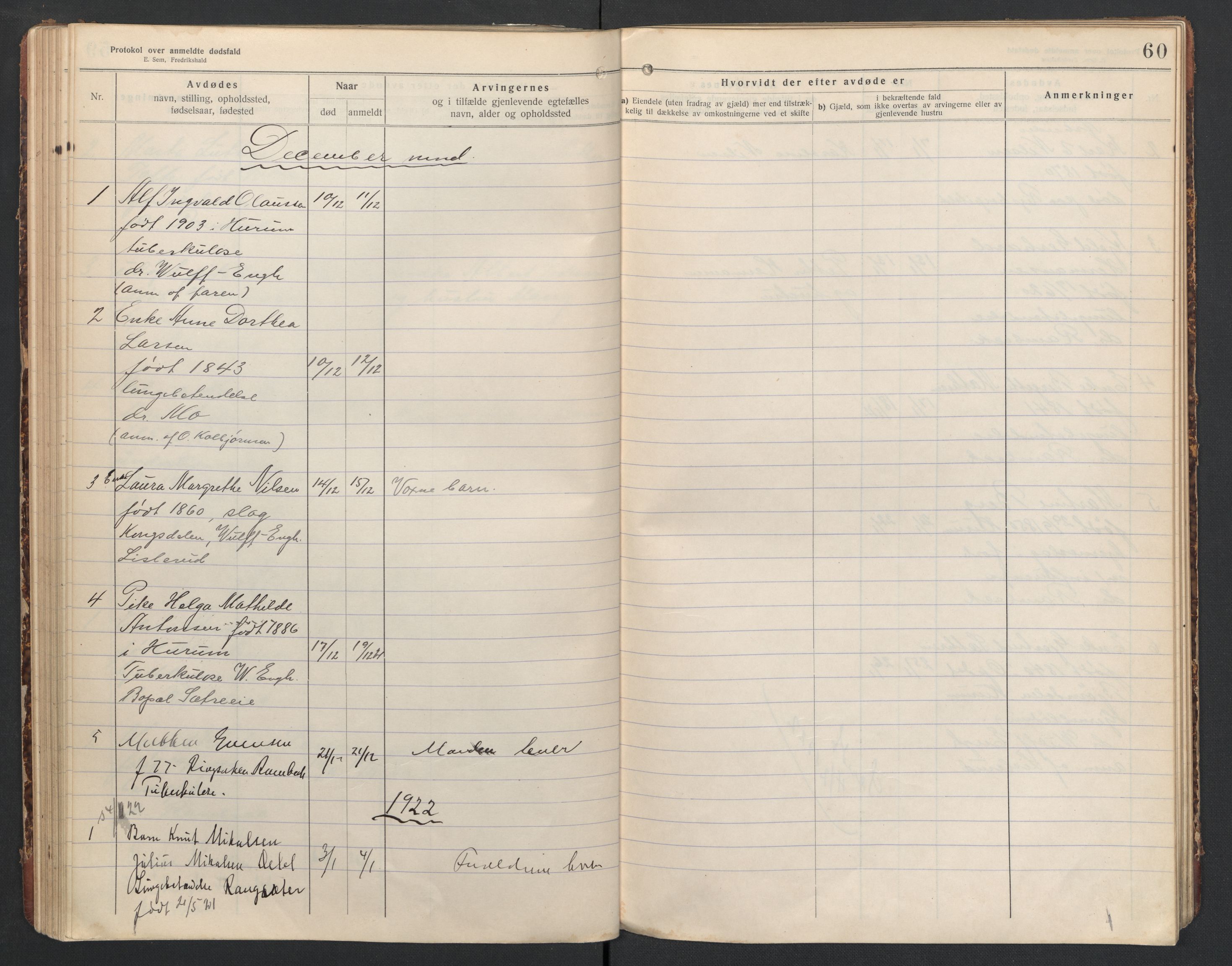 Hurum lensmannskontor, AV/SAKO-A-505/H/Ha/L0002: Dødsfallsprotokoll, 1916-1925, p. 60