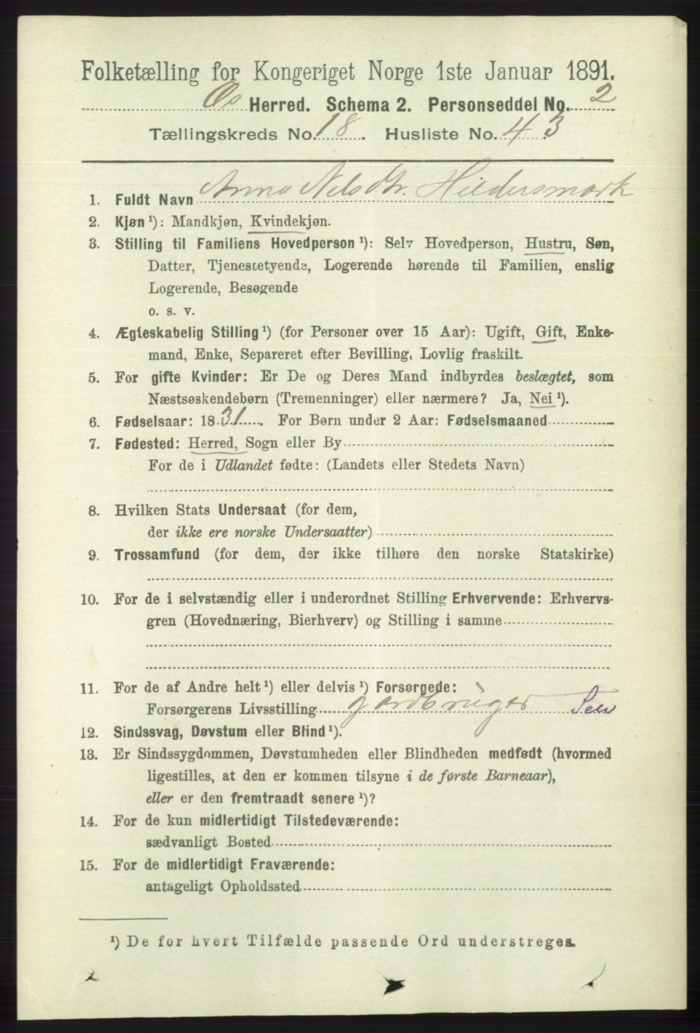 RA, 1891 census for 1243 Os, 1891, p. 4157