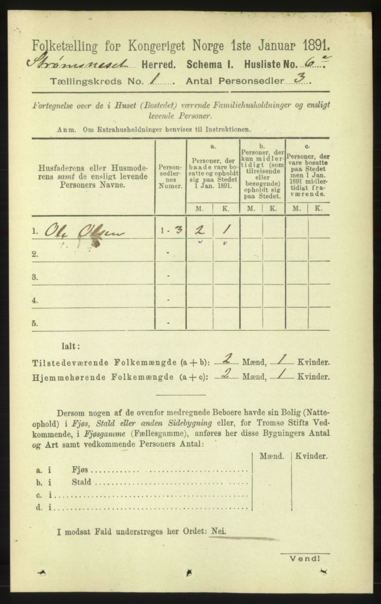 RA, 1891 census for 1559 Straumsnes, 1891, p. 26