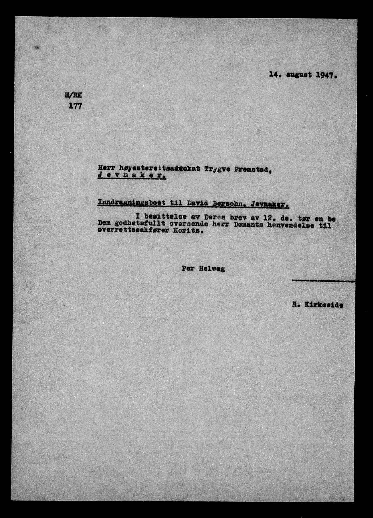 Justisdepartementet, Tilbakeføringskontoret for inndratte formuer, RA/S-1564/H/Hc/Hcd/L0991: --, 1945-1947, p. 577