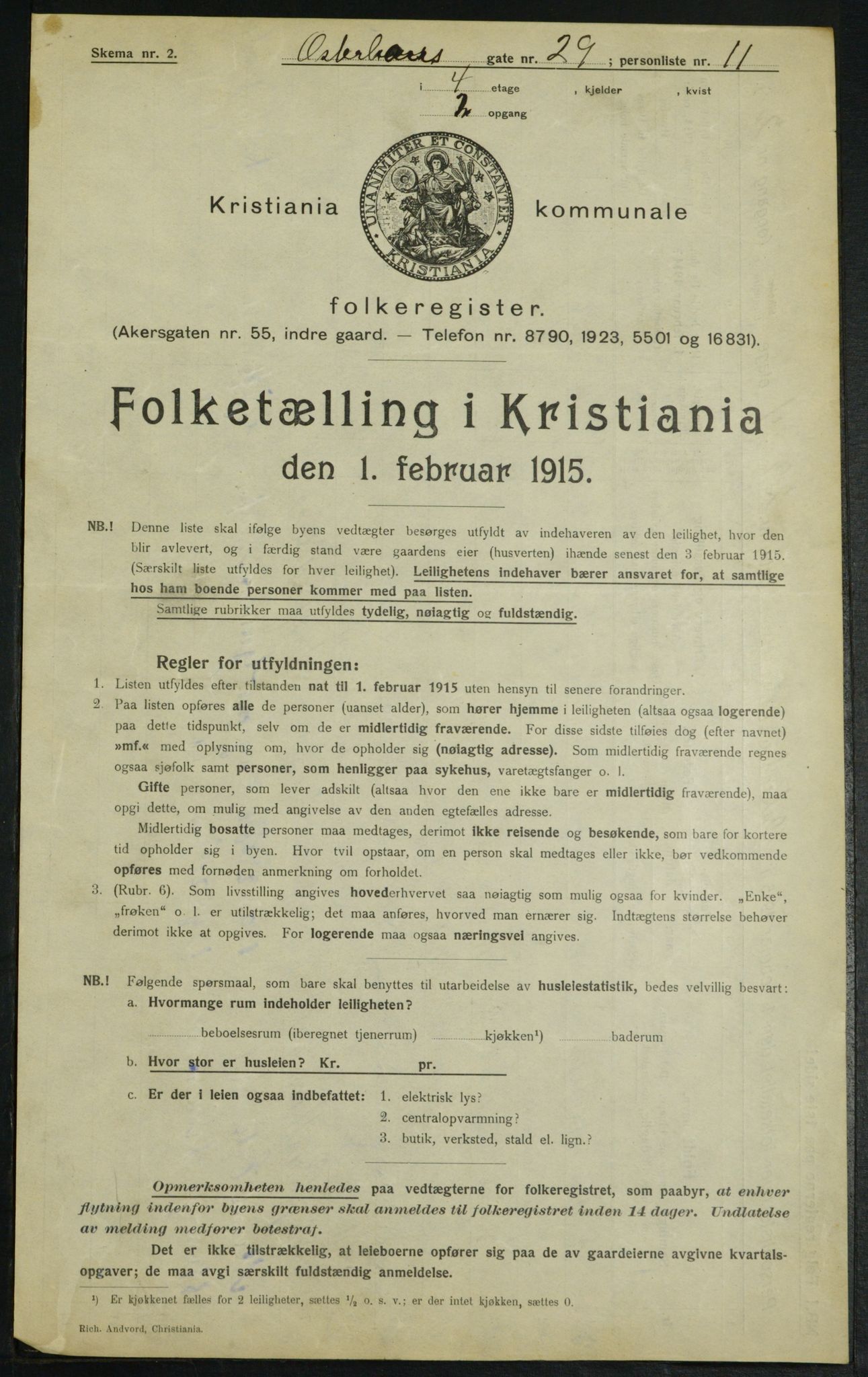 OBA, Municipal Census 1915 for Kristiania, 1915, p. 77222