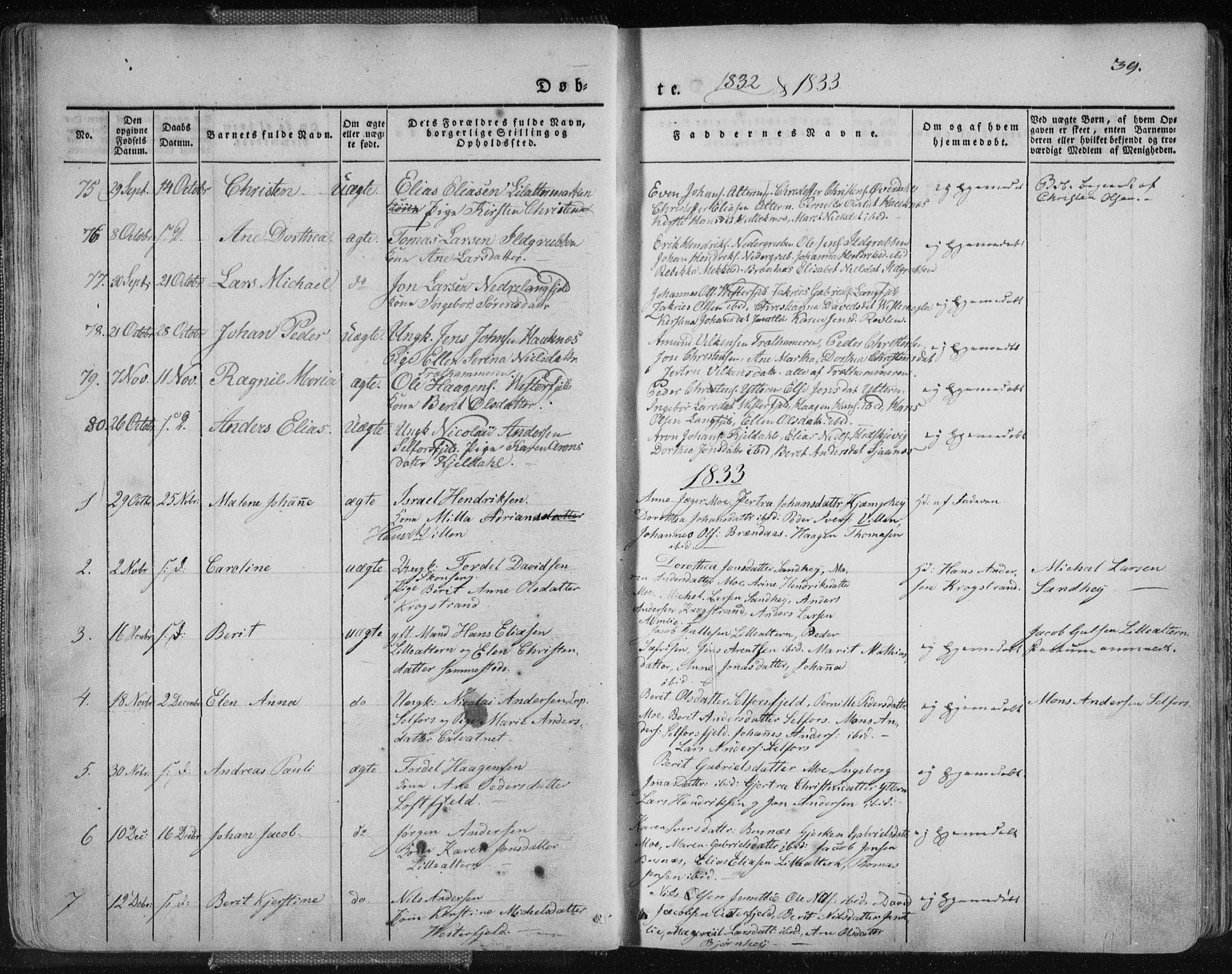 Ministerialprotokoller, klokkerbøker og fødselsregistre - Nordland, SAT/A-1459/827/L0390: Parish register (official) no. 827A02, 1826-1841, p. 39