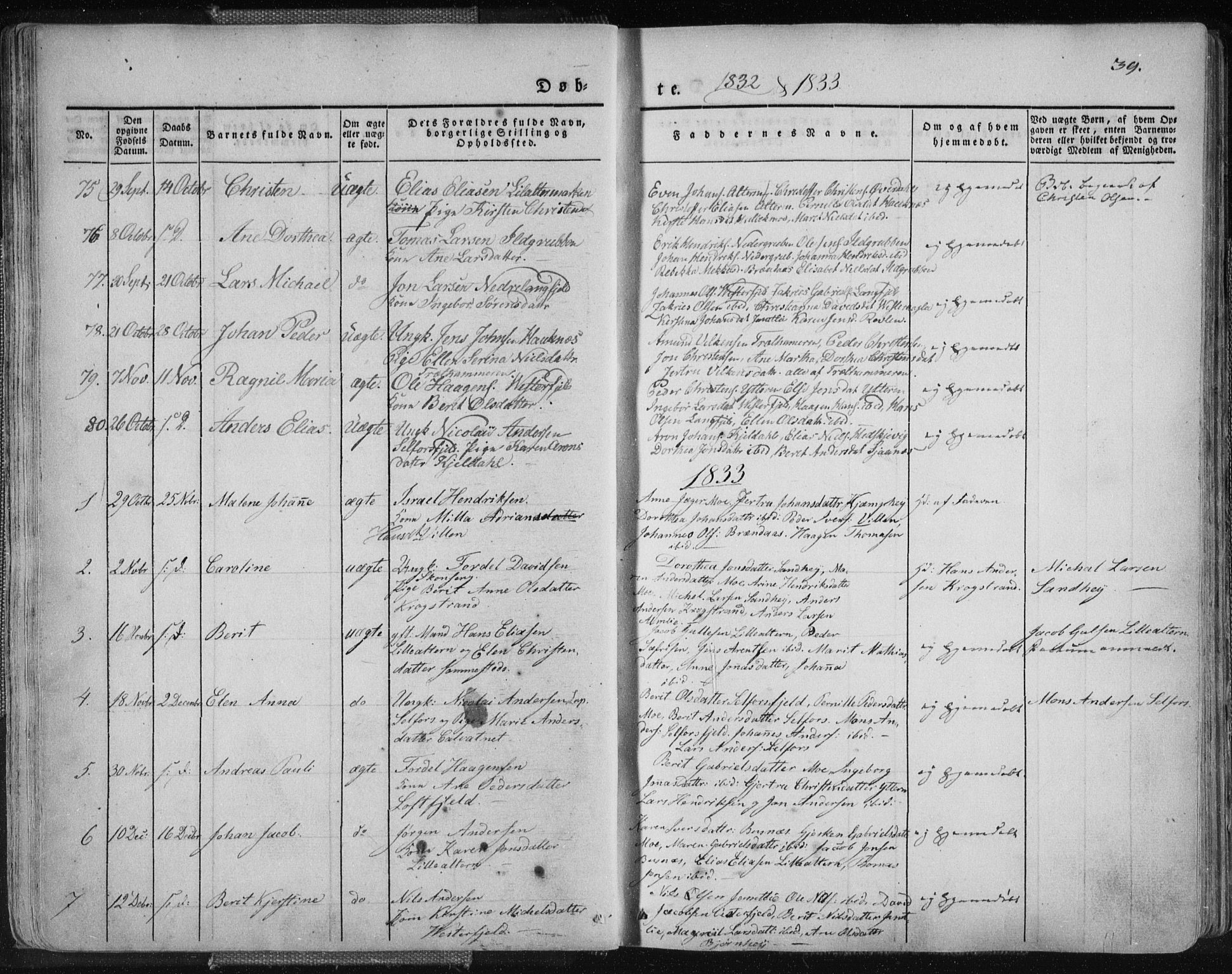 Ministerialprotokoller, klokkerbøker og fødselsregistre - Nordland, AV/SAT-A-1459/827/L0390: Parish register (official) no. 827A02, 1826-1841, p. 39