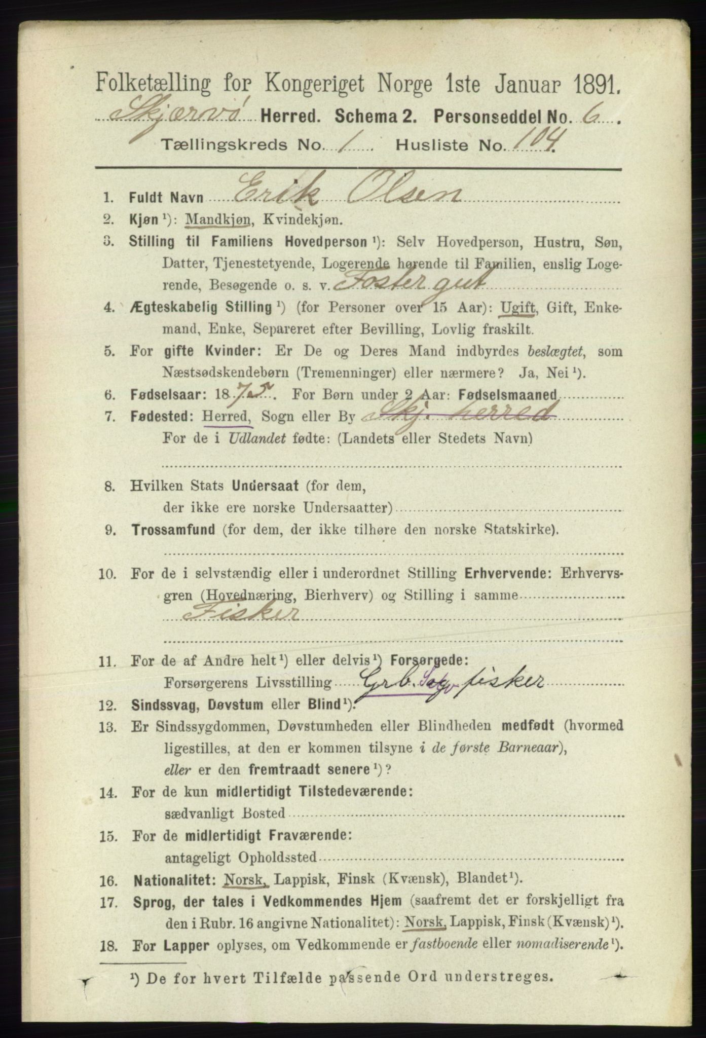 RA, 1891 census for 1941 Skjervøy, 1891, p. 905