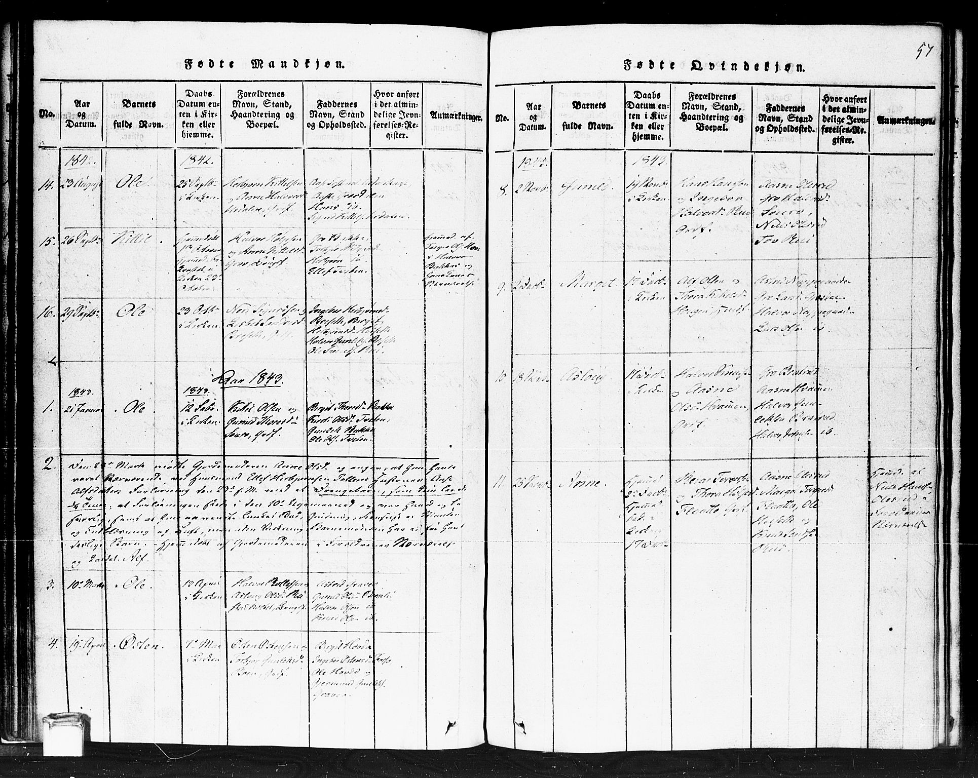 Gransherad kirkebøker, SAKO/A-267/F/Fb/L0002: Parish register (official) no. II 2, 1815-1843, p. 57