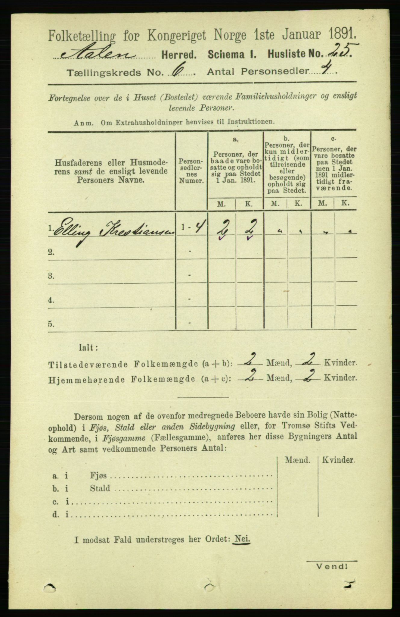 RA, 1891 census for 1644 Ålen, 1891, p. 1907