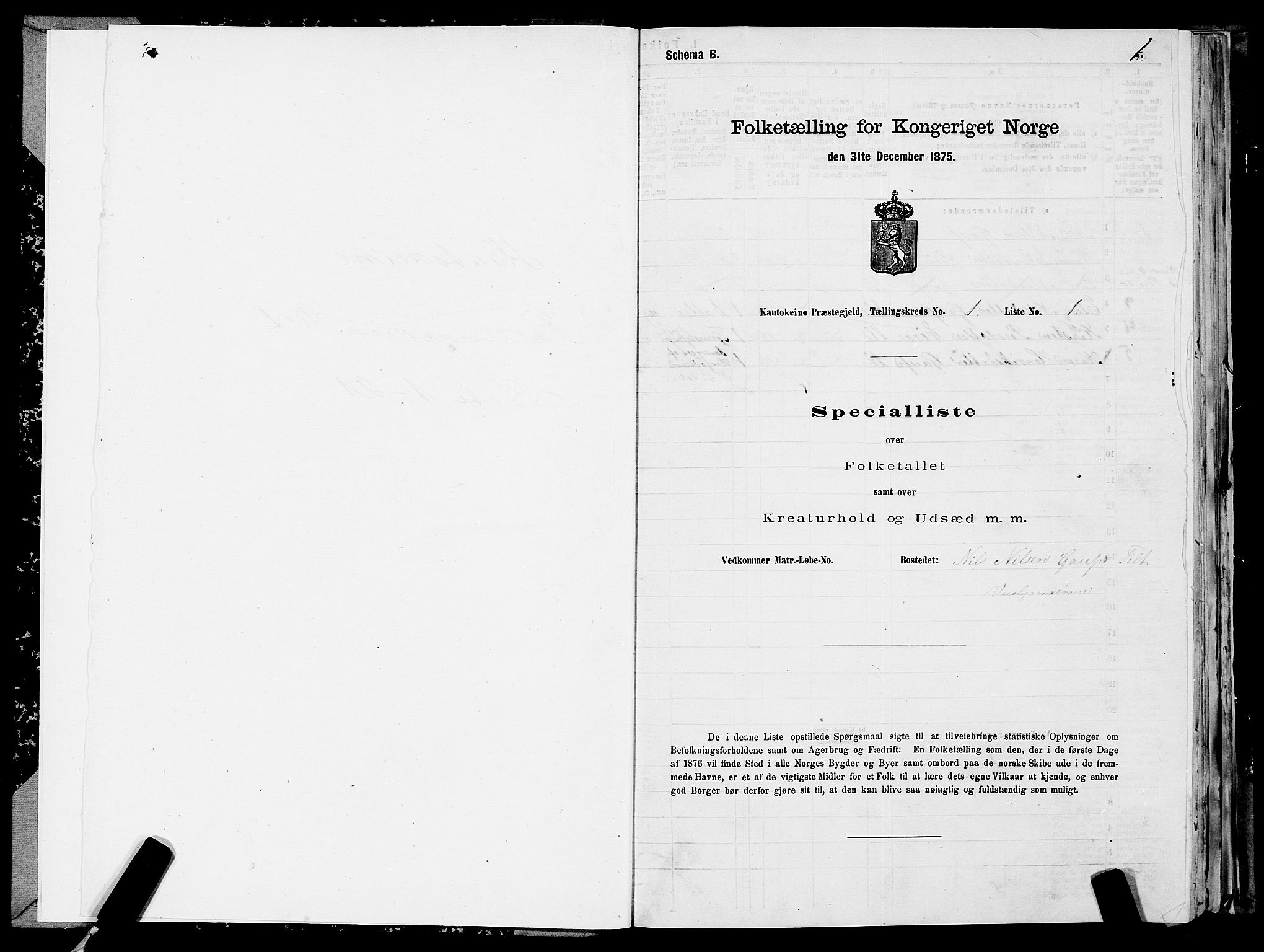 SATØ, 1875 census for 2011P Kautokeino, 1875, p. 1001