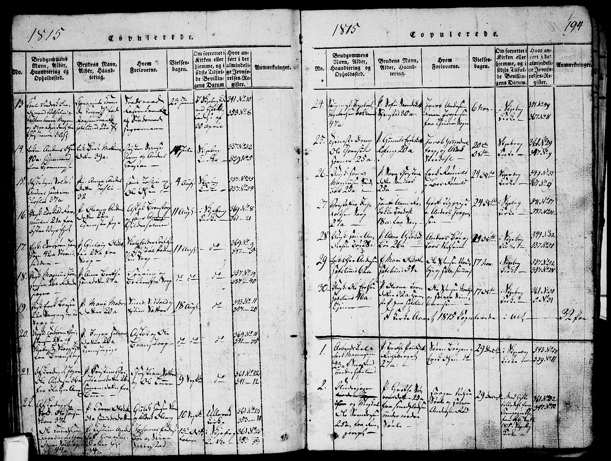 Skjeberg prestekontor Kirkebøker, SAO/A-10923/G/Ga/L0001: Parish register (copy) no. I 1, 1815-1830, p. 194