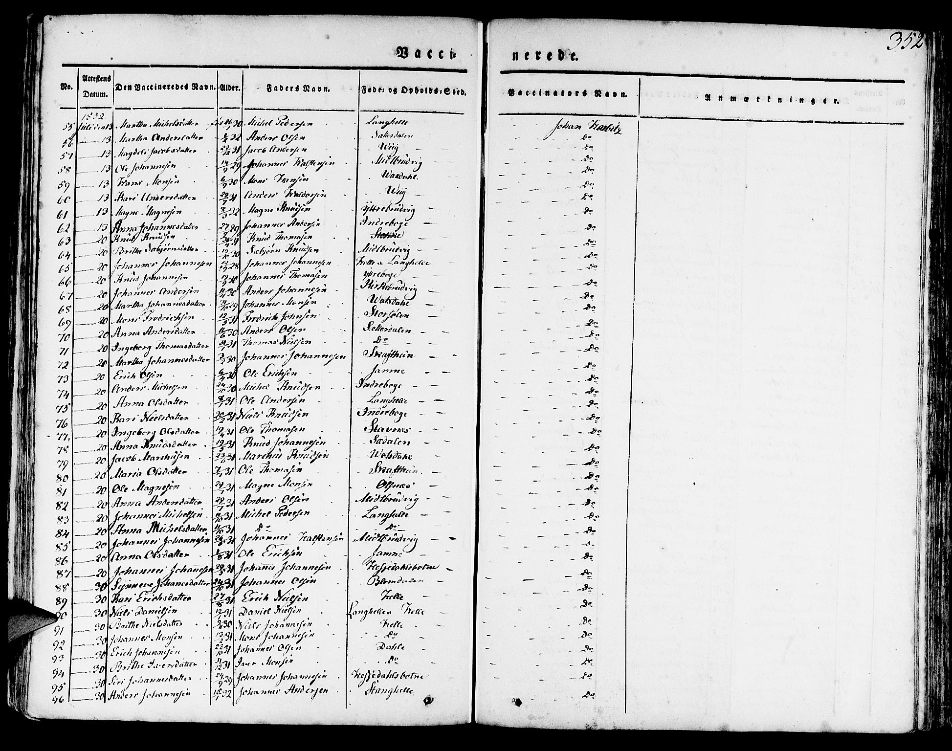 Haus sokneprestembete, AV/SAB-A-75601/H/Haa: Parish register (official) no. A 14, 1827-1838, p. 352