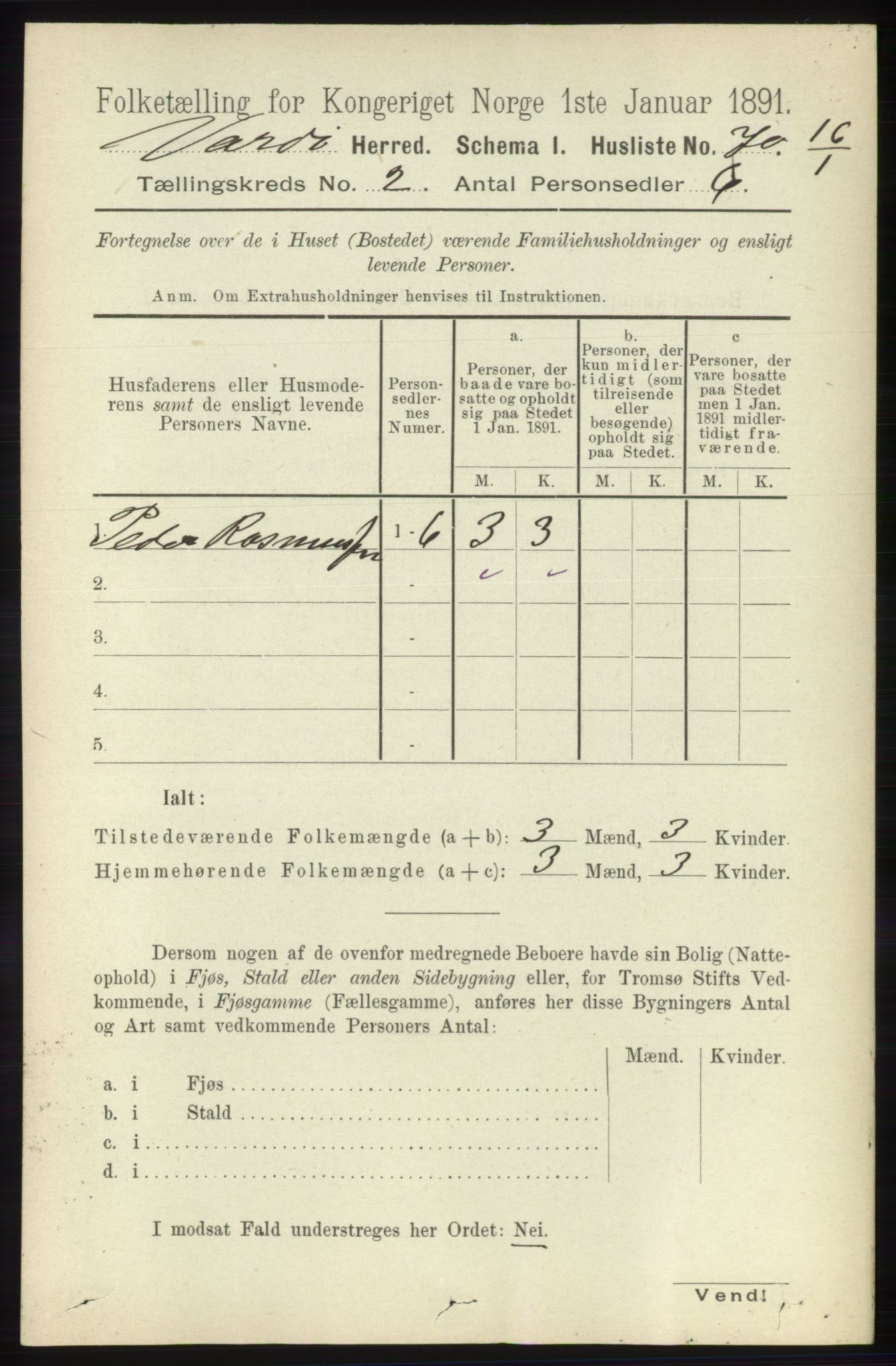 RA, 1891 census for 2028 Vardø, 1891, p. 295