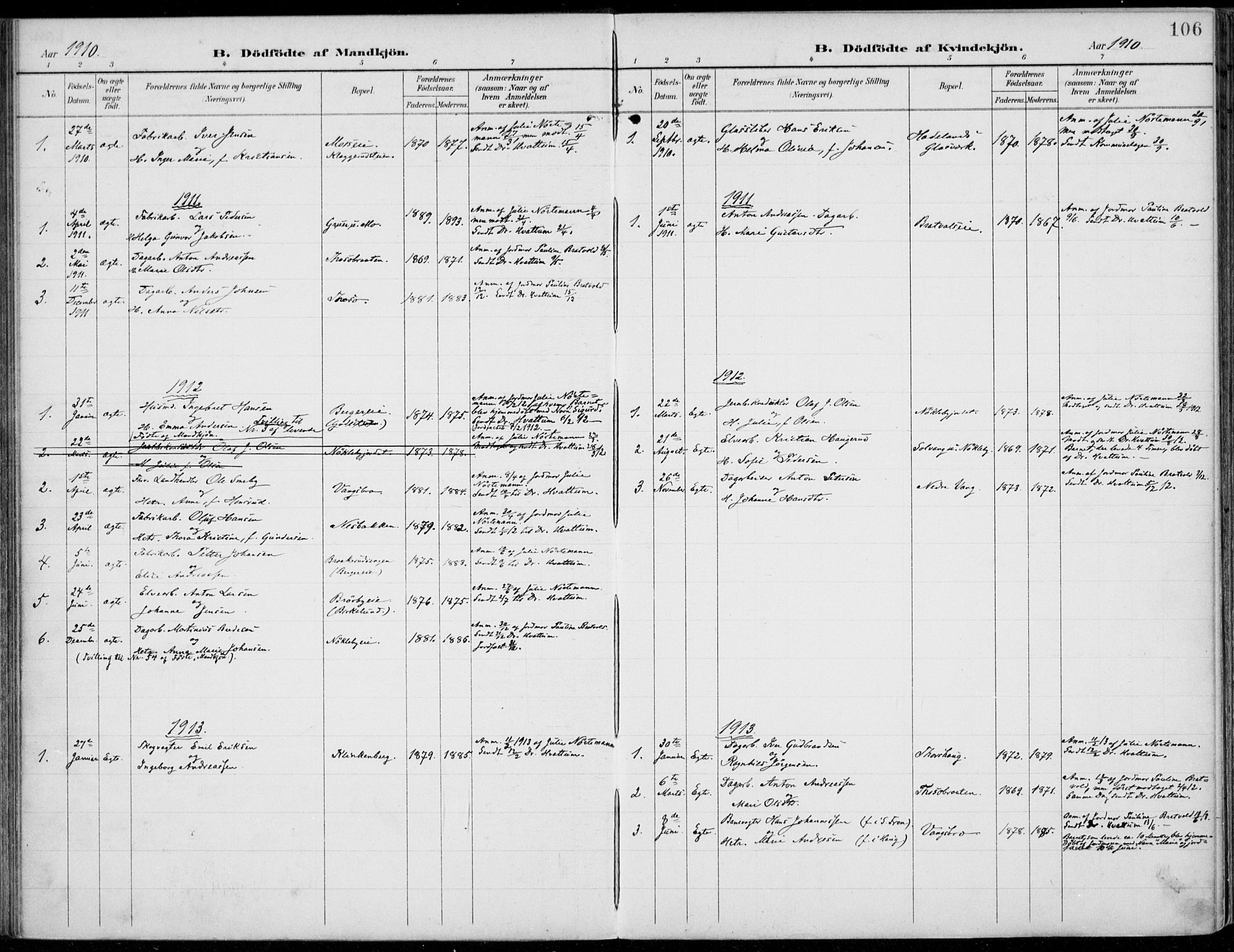 Jevnaker prestekontor, AV/SAH-PREST-116/H/Ha/Haa/L0011: Parish register (official) no. 11, 1902-1913, p. 106
