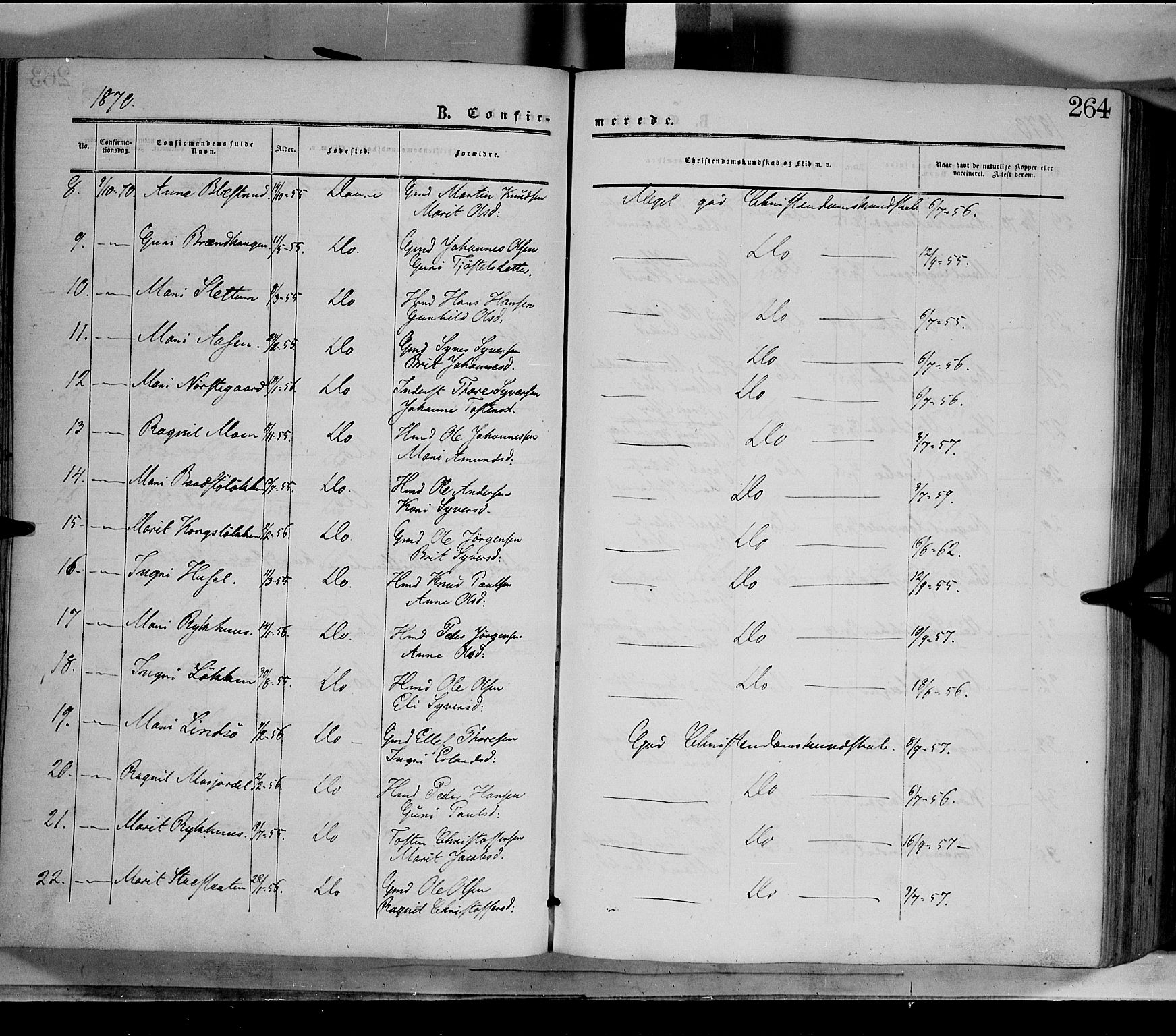 Dovre prestekontor, AV/SAH-PREST-066/H/Ha/Haa/L0001: Parish register (official) no. 1, 1854-1878, p. 264