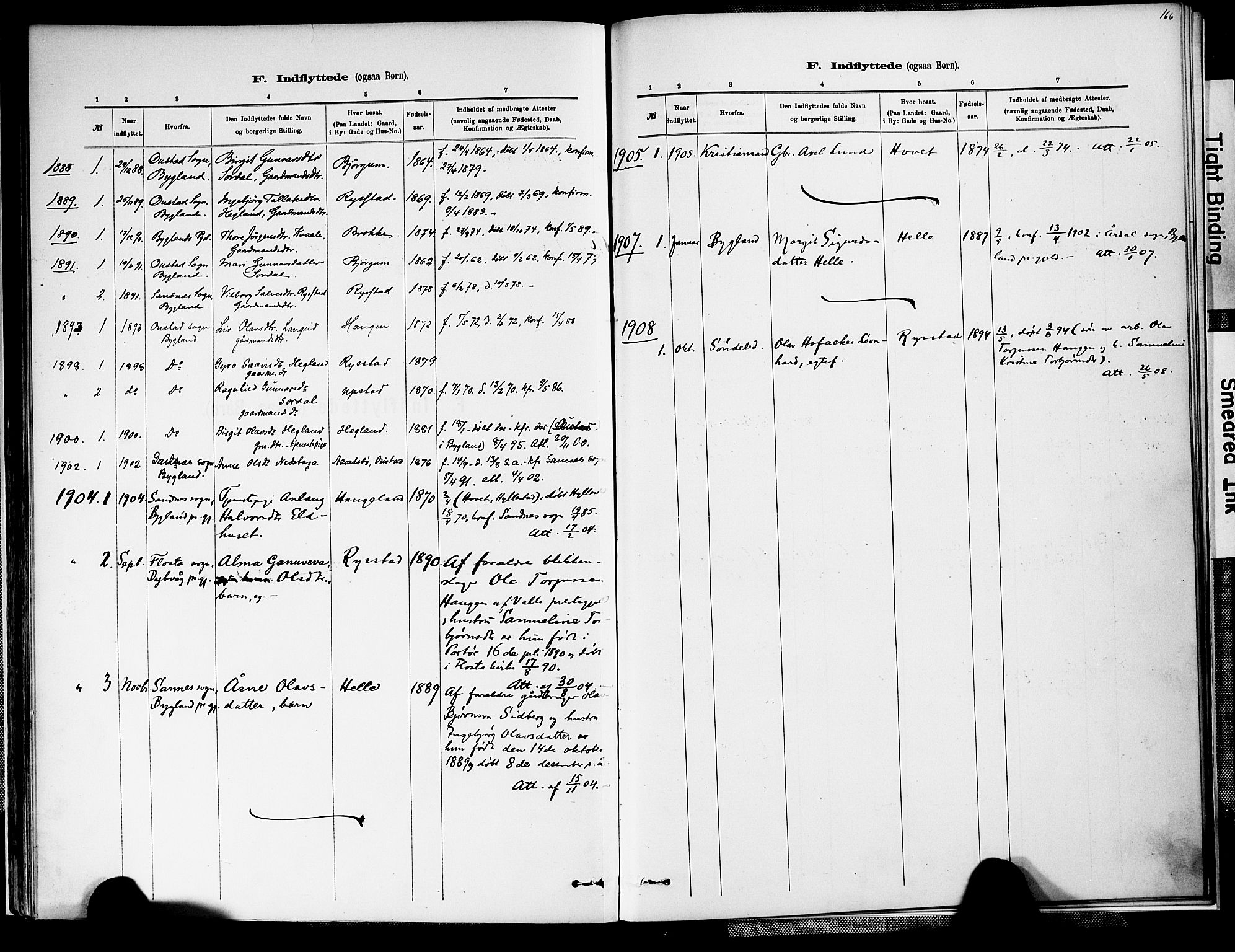 Valle sokneprestkontor, SAK/1111-0044/F/Fa/Fab/L0001: Parish register (official) no. A 1, 1882-1910, p. 166