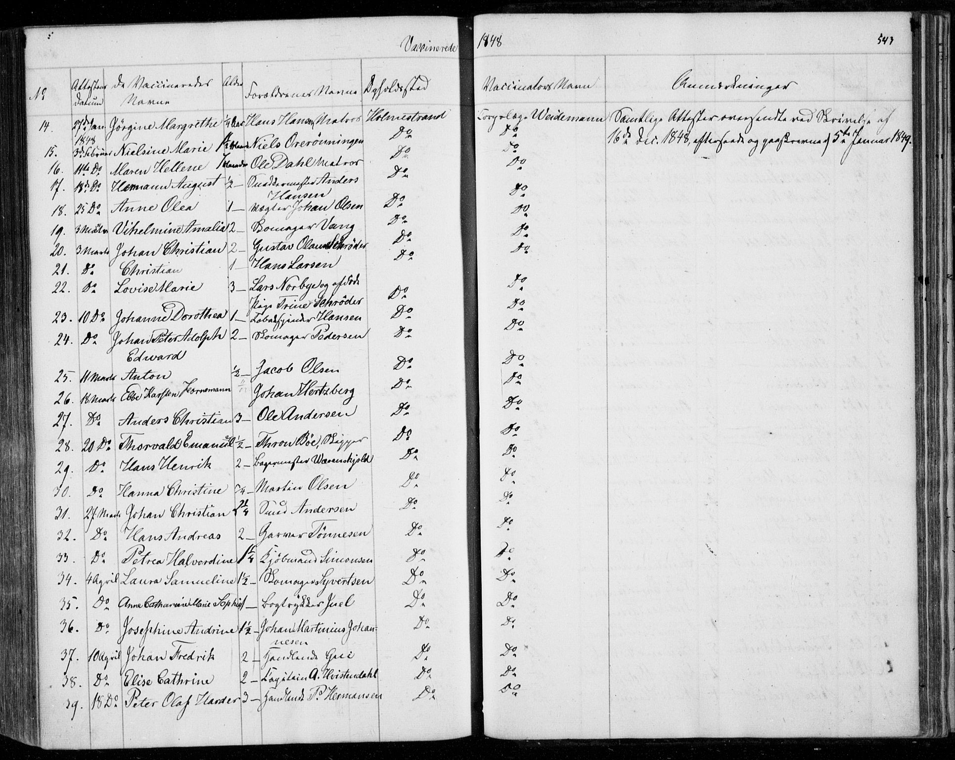 Holmestrand kirkebøker, SAKO/A-346/F/Fa/L0002: Parish register (official) no. 2, 1840-1866, p. 543