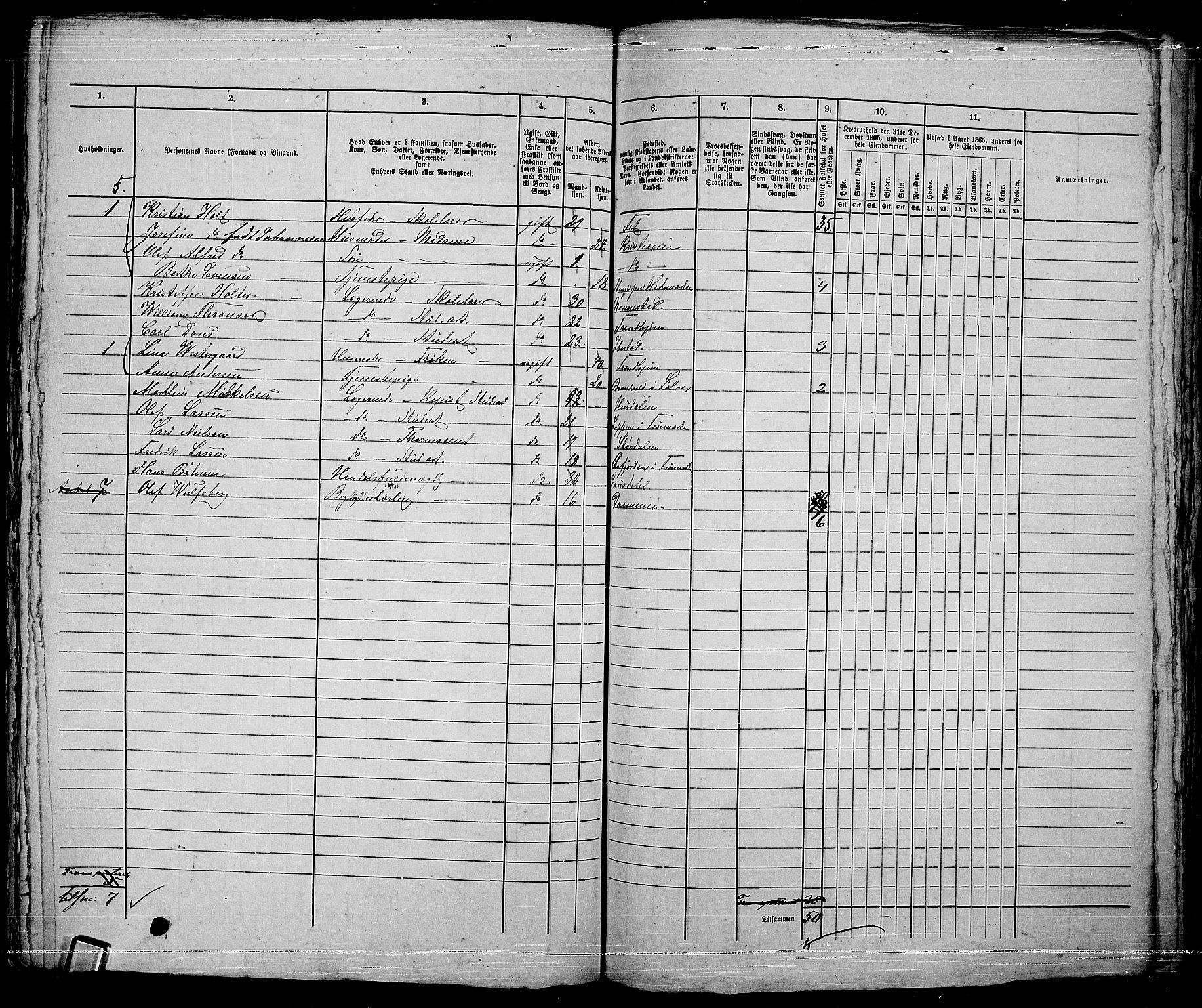 RA, 1865 census for Kristiania, 1865, p. 5297