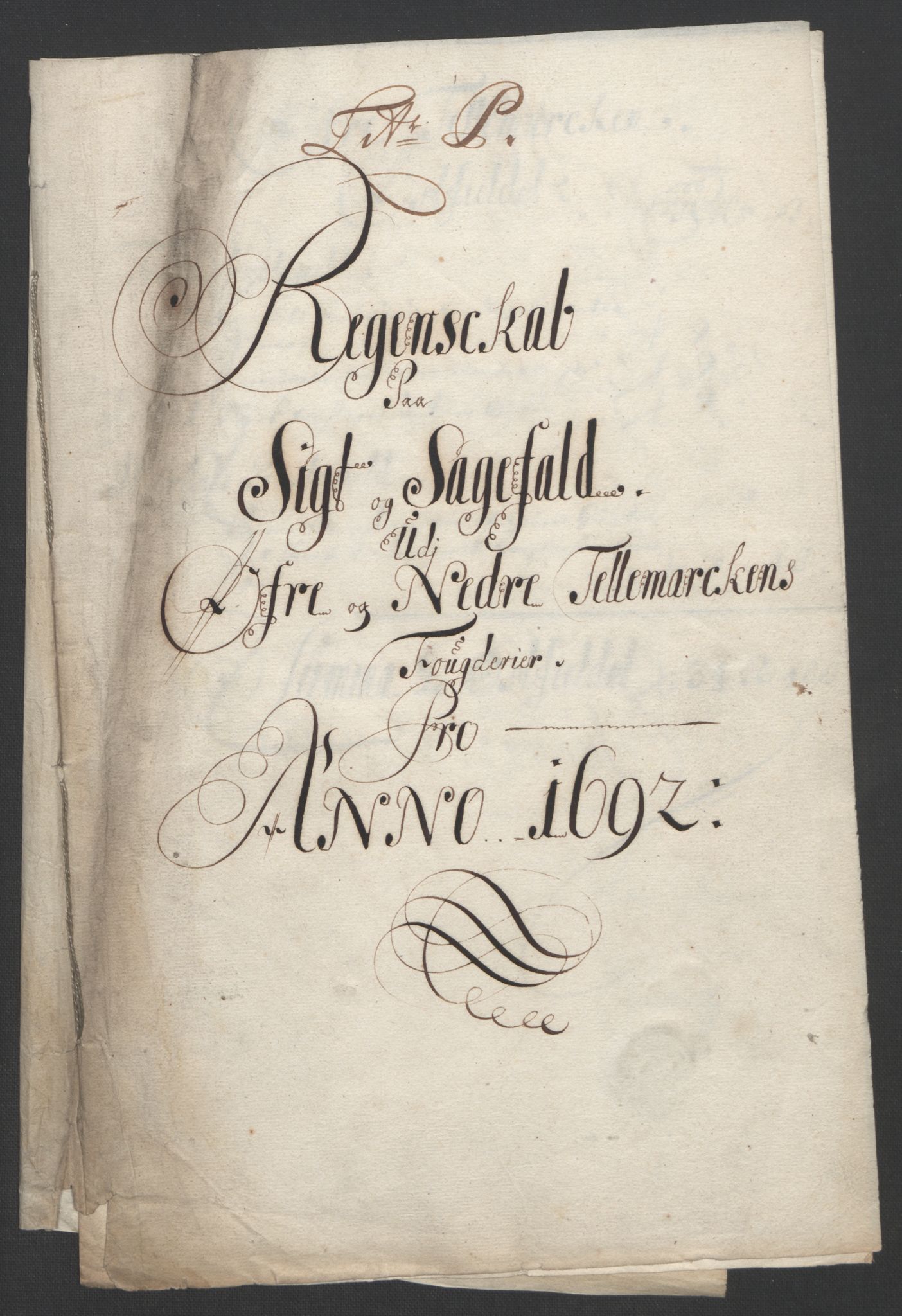 Rentekammeret inntil 1814, Reviderte regnskaper, Fogderegnskap, RA/EA-4092/R35/L2090: Fogderegnskap Øvre og Nedre Telemark, 1692, p. 4
