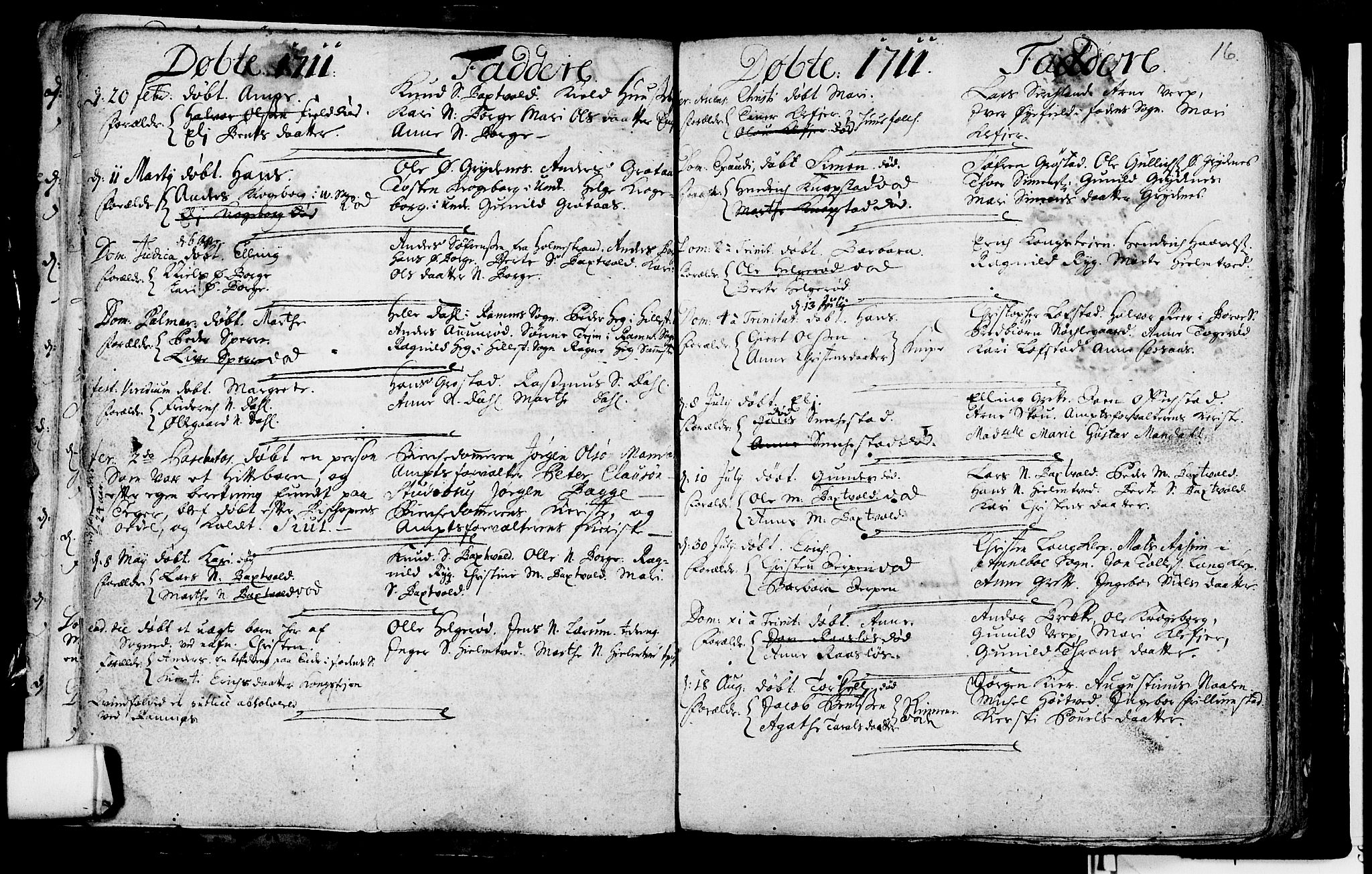 Våle kirkebøker, SAKO/A-334/F/Fa/L0002: Parish register (official) no. I 2, 1705-1732, p. 16