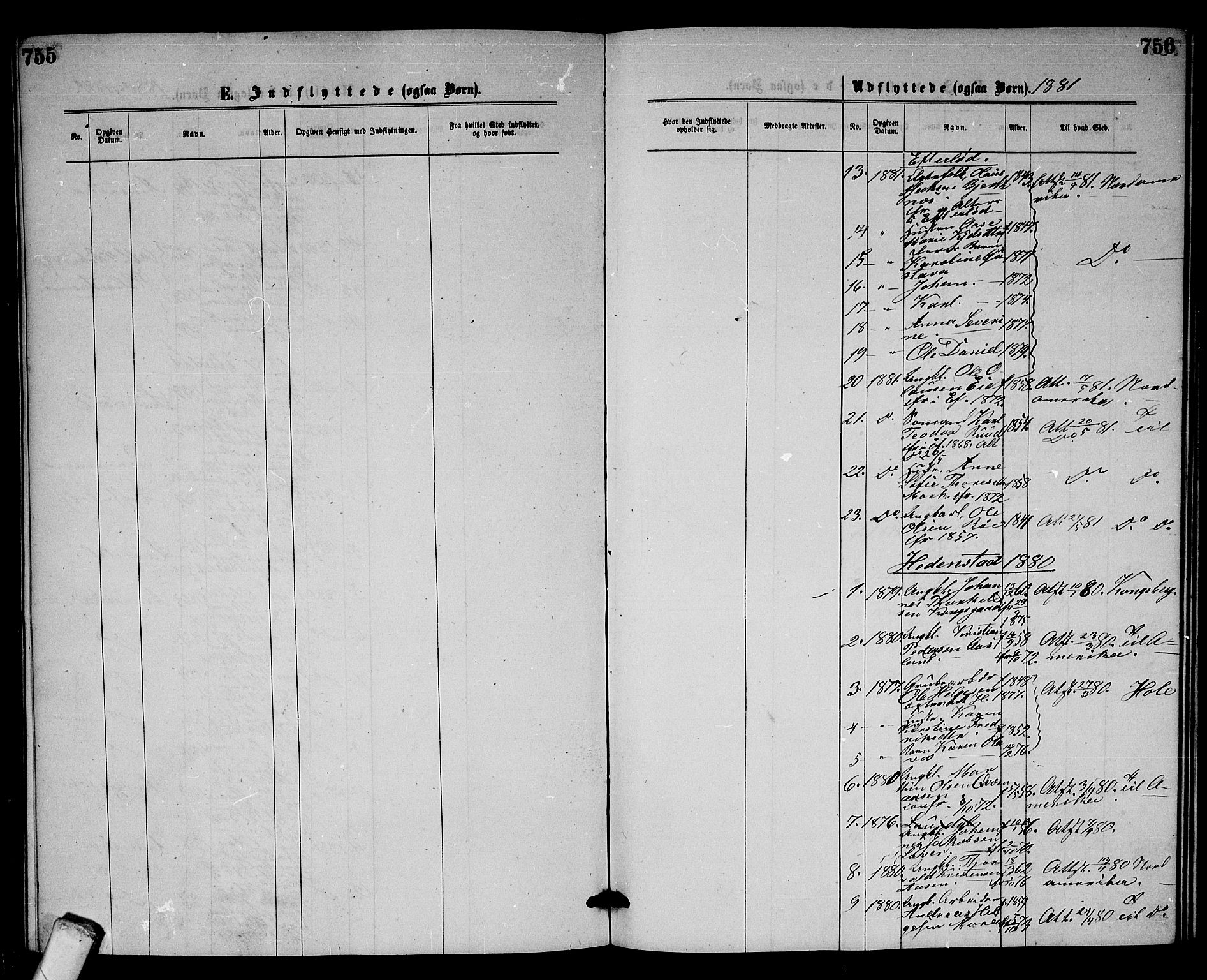 Sandsvær kirkebøker, AV/SAKO-A-244/G/Gb/L0001: Parish register (copy) no. II 1, 1874-1885, p. 755-756