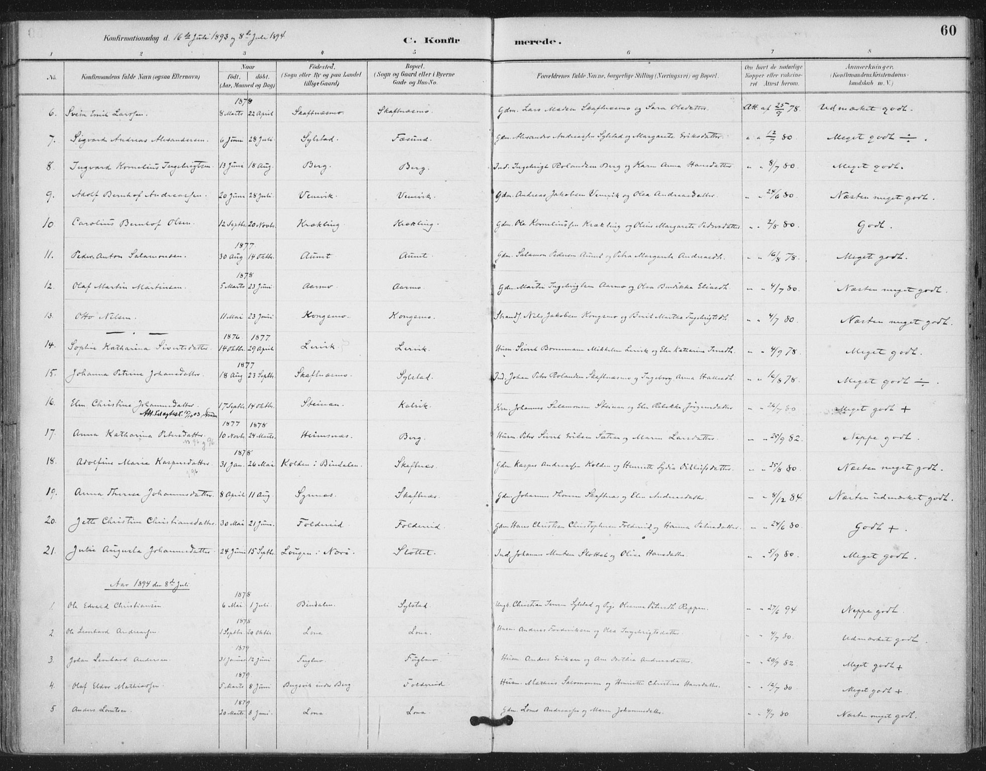 Ministerialprotokoller, klokkerbøker og fødselsregistre - Nord-Trøndelag, SAT/A-1458/783/L0660: Parish register (official) no. 783A02, 1886-1918, p. 60