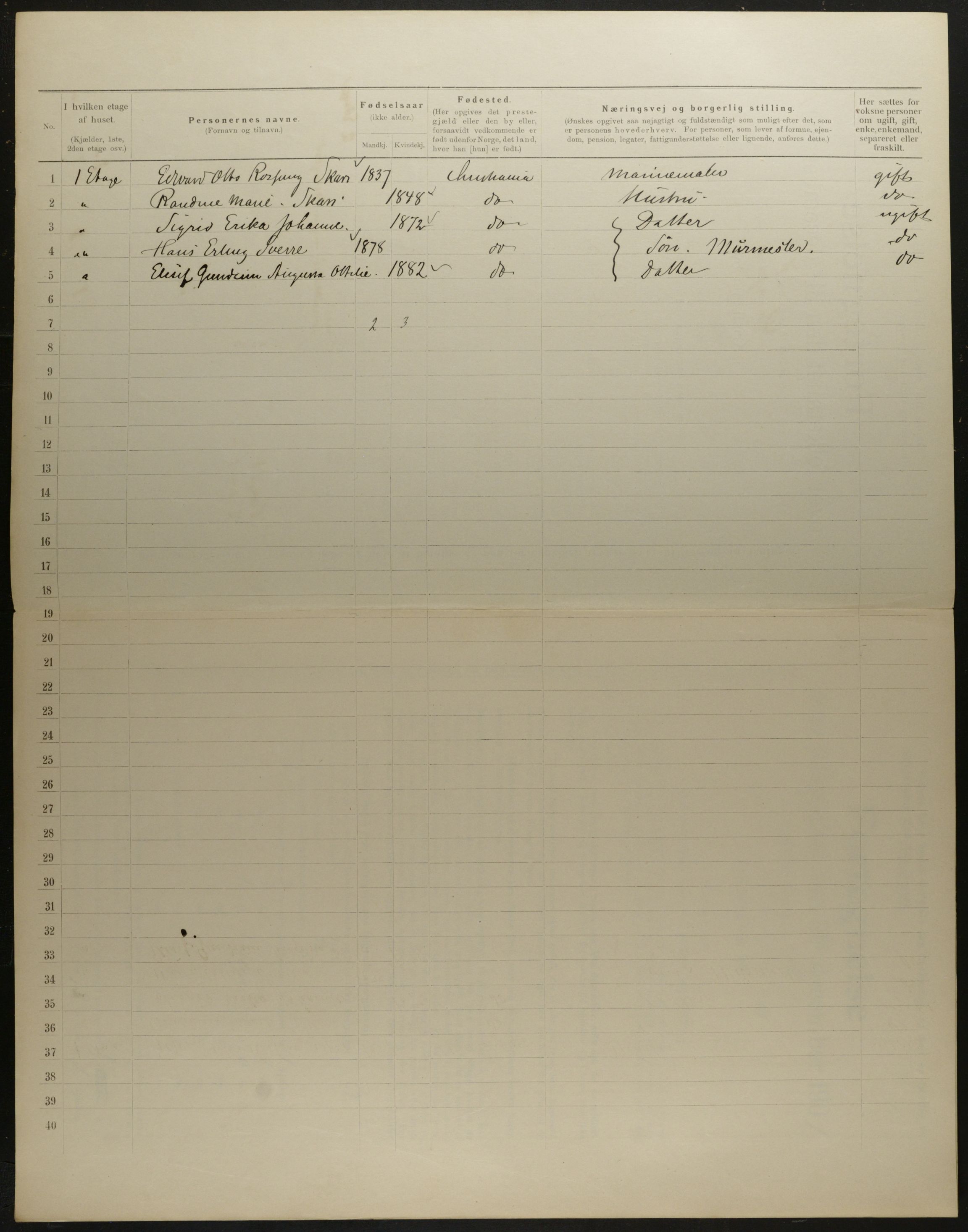 OBA, Municipal Census 1901 for Kristiania, 1901, p. 7462