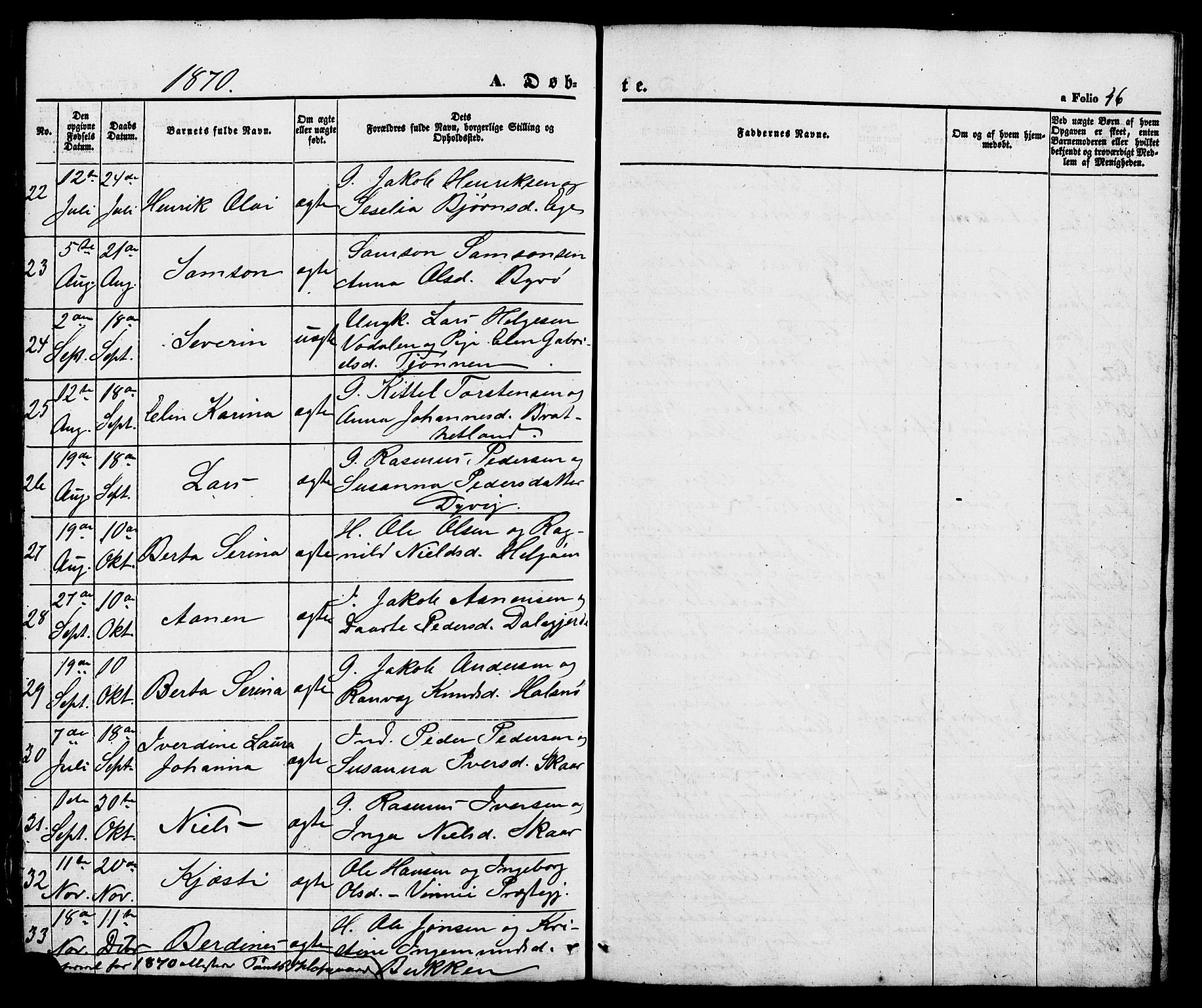 Hjelmeland sokneprestkontor, SAST/A-101843/01/V/L0005: Parish register (copy) no. B 5, 1853-1892, p. 46