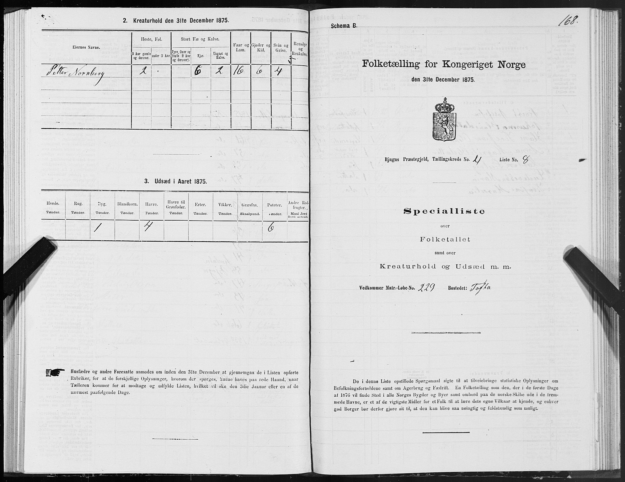 SAT, 1875 census for 1627P Bjugn, 1875, p. 2168