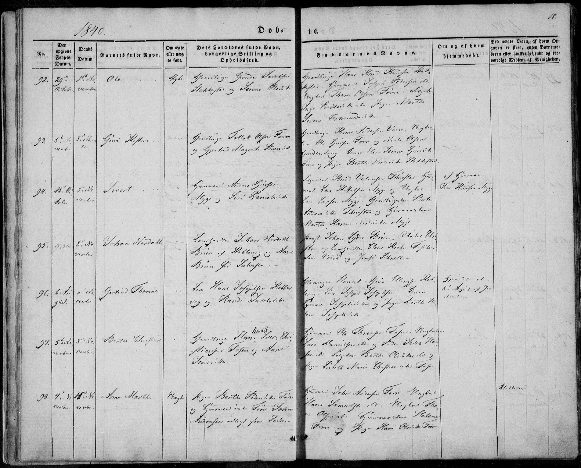 Avaldsnes sokneprestkontor, AV/SAST-A -101851/H/Ha/Haa/L0006: Parish register (official) no. A 6, 1839-1847, p. 18