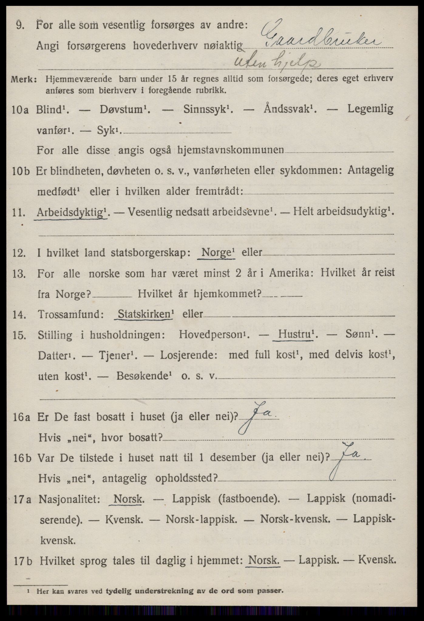 SAT, 1920 census for Oppdal, 1920, p. 6806