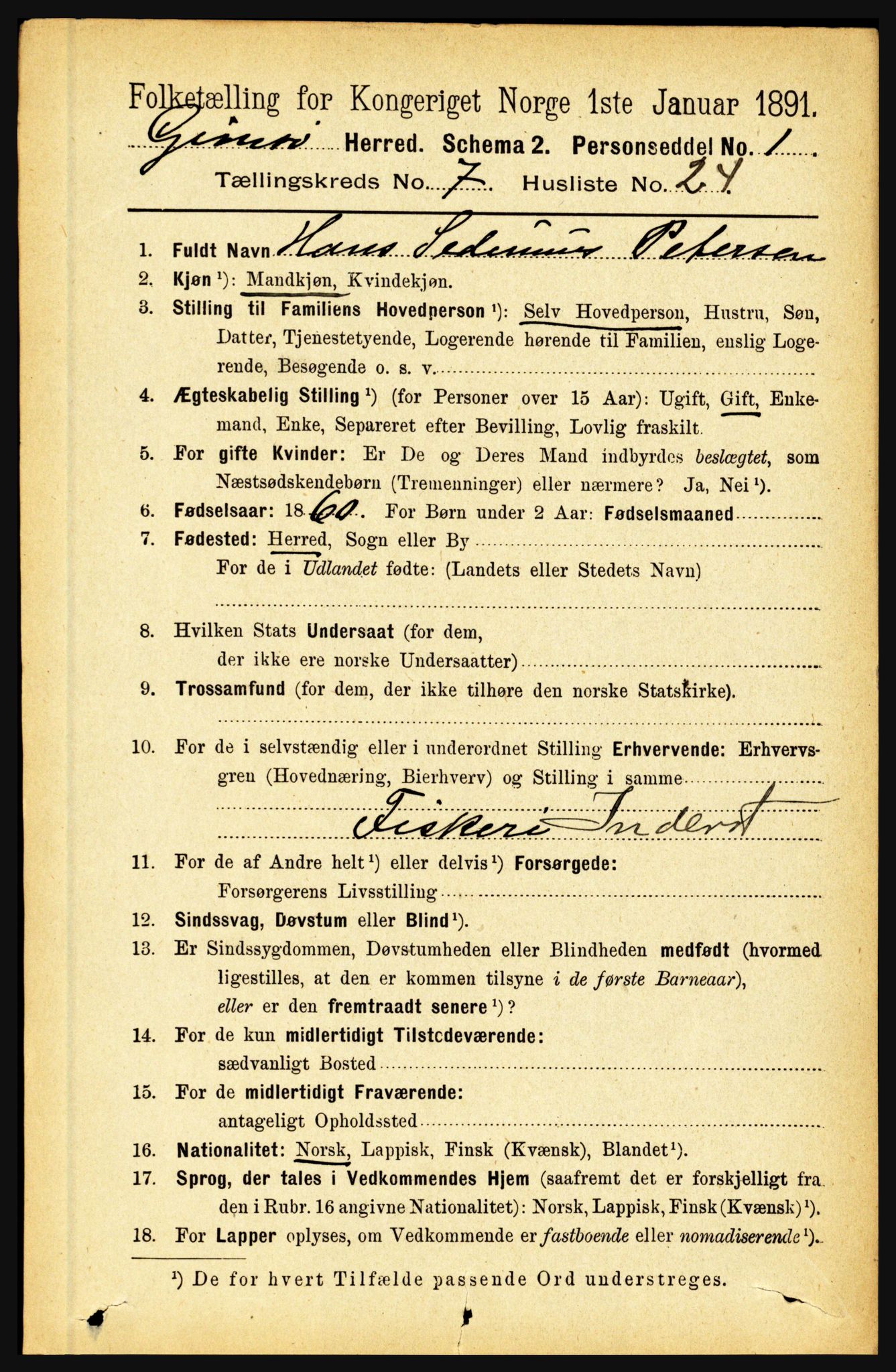 RA, 1891 census for 1864 Gimsøy, 1891, p. 1373