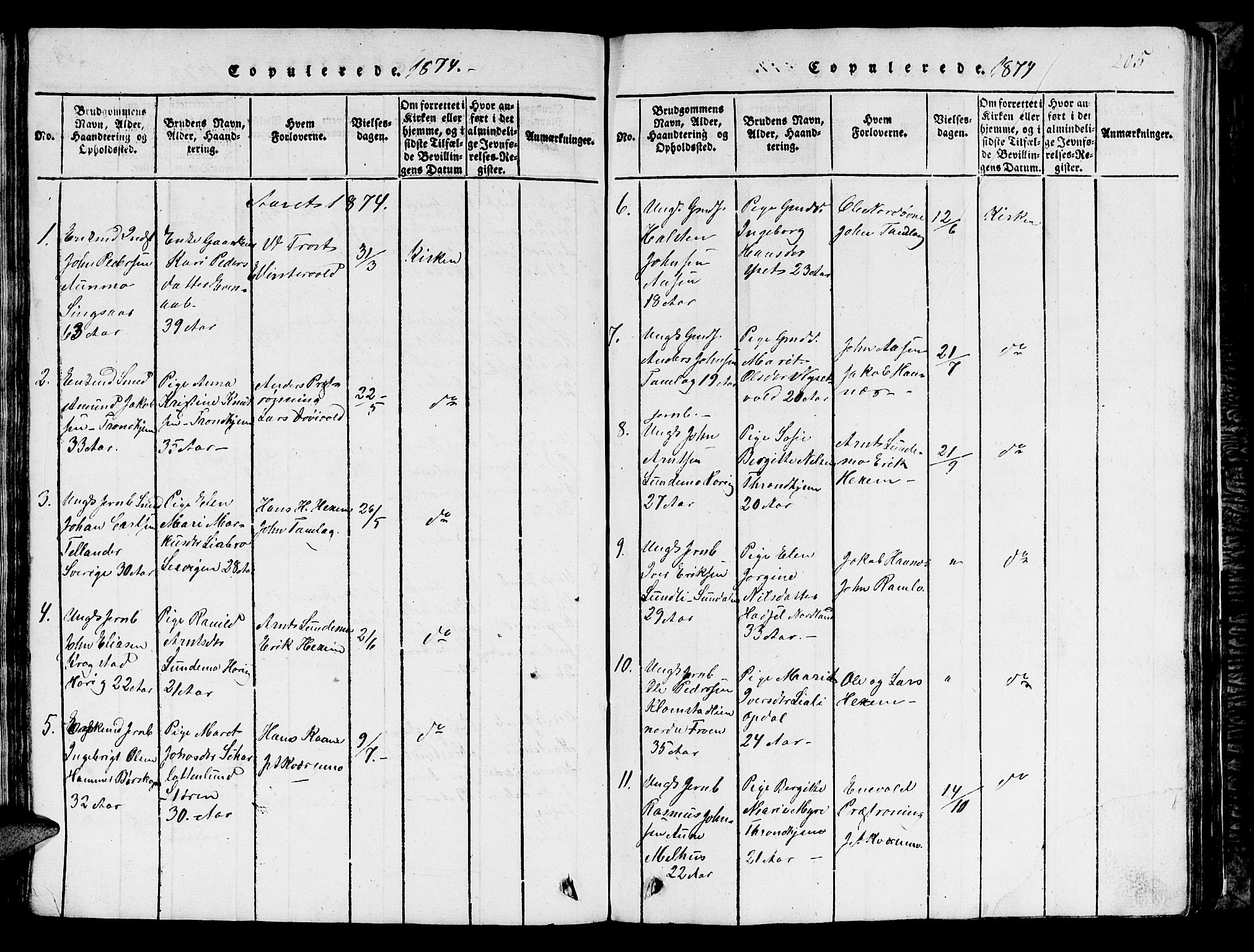 Ministerialprotokoller, klokkerbøker og fødselsregistre - Sør-Trøndelag, SAT/A-1456/685/L0976: Parish register (copy) no. 685C01, 1817-1878, p. 205