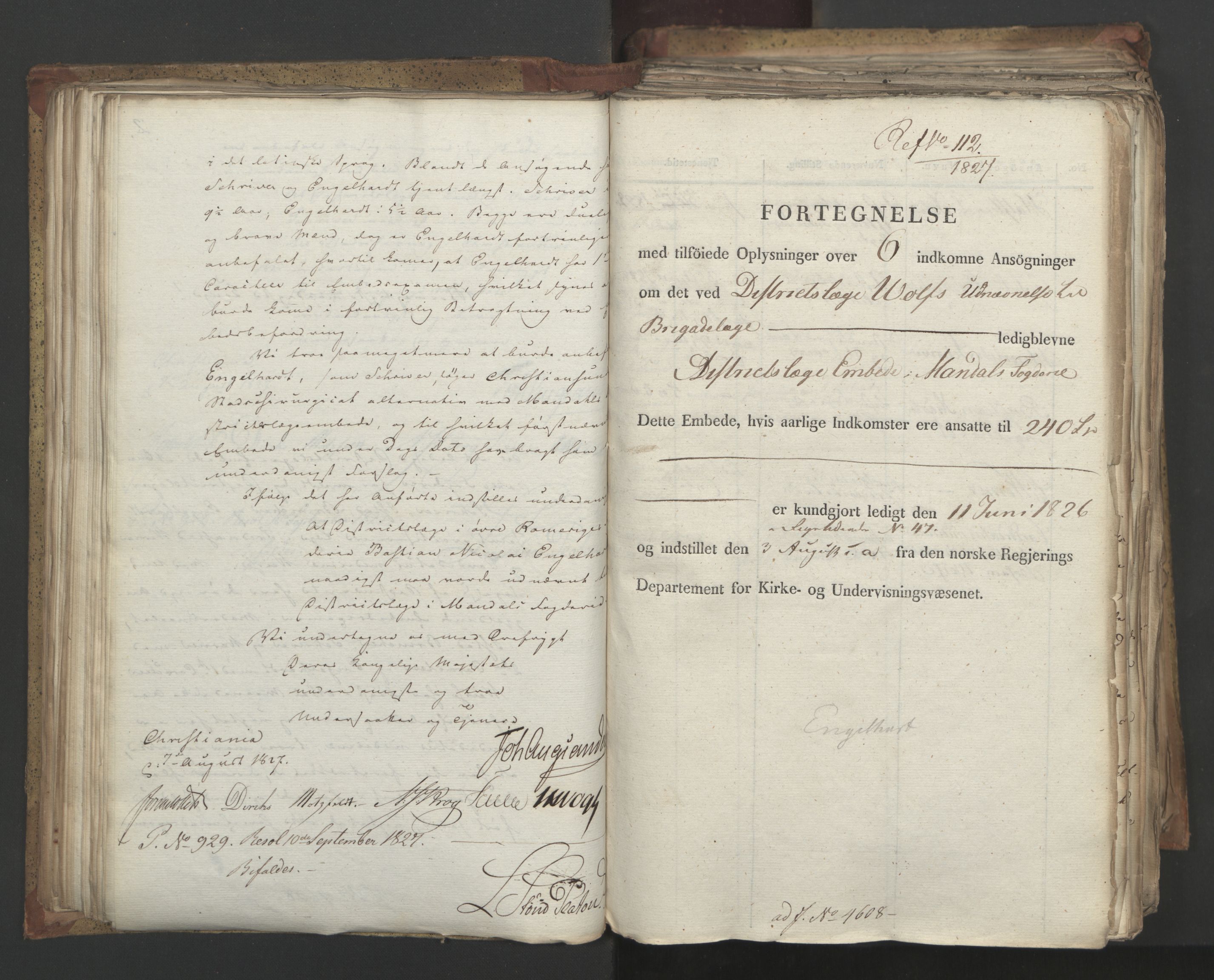 Statsrådsavdelingen i Stockholm, RA/S-1003/D/Da/L0052: Regjeringsinnstillinger nr. 4566-4799, 1827, p. 138